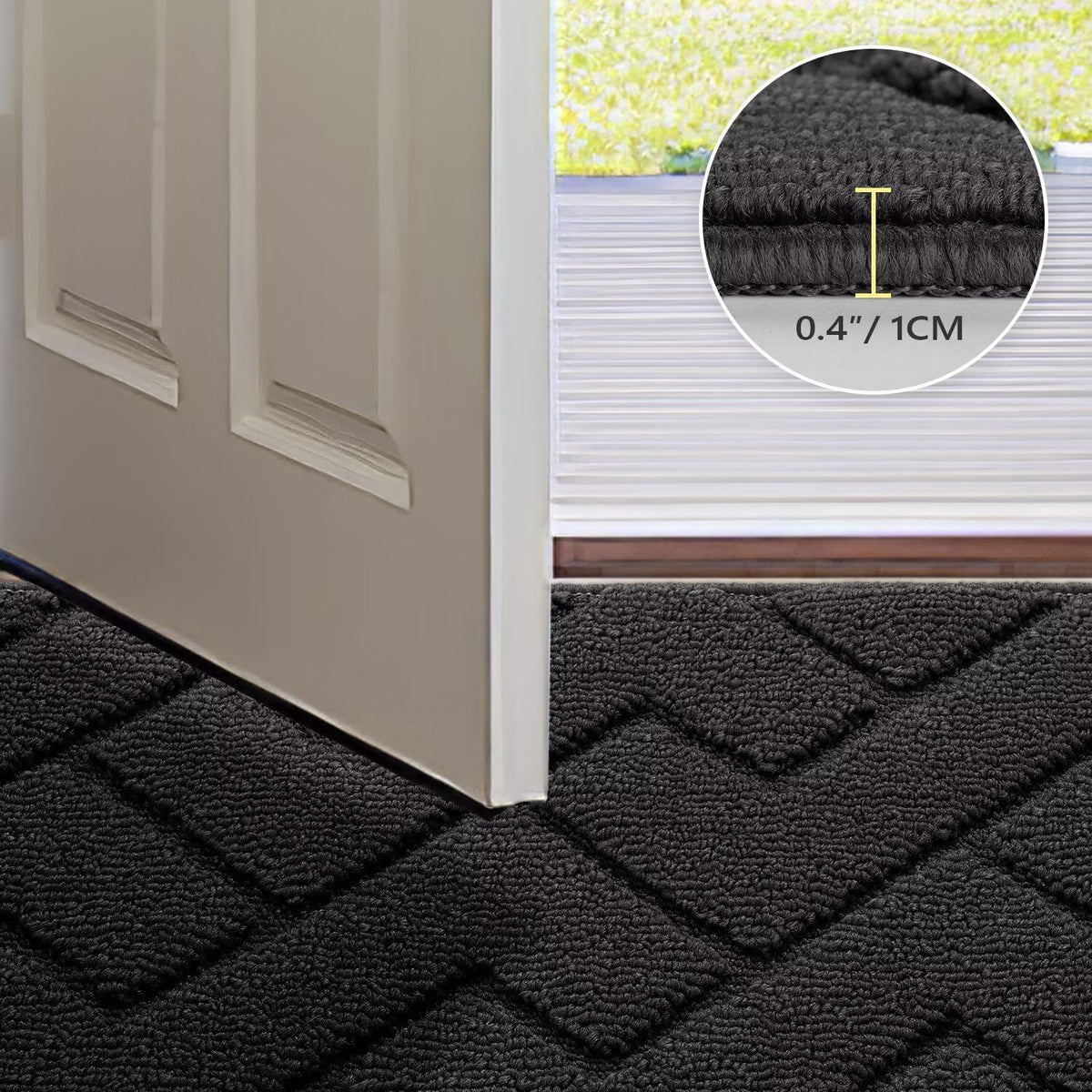 hicorfe Front Door Mat Outside Entrance,36"x59" Absorbent Muddy Dirt Resist Welcome Door Mats