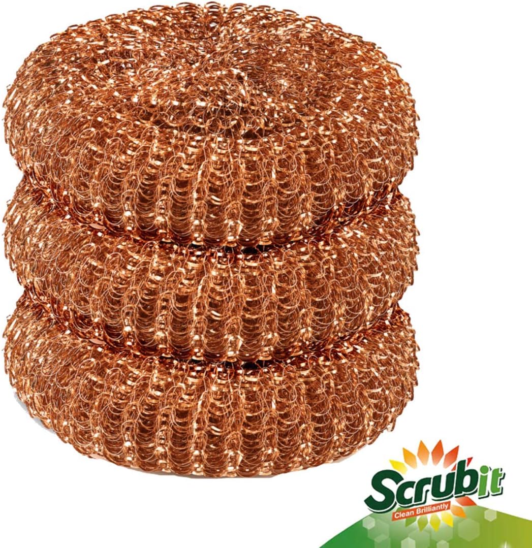 12 Pack Copper Coated Scourers by SCRUBIT – Scrubber Pad Used for Dishes, Pots, Pans, and Ovens.
