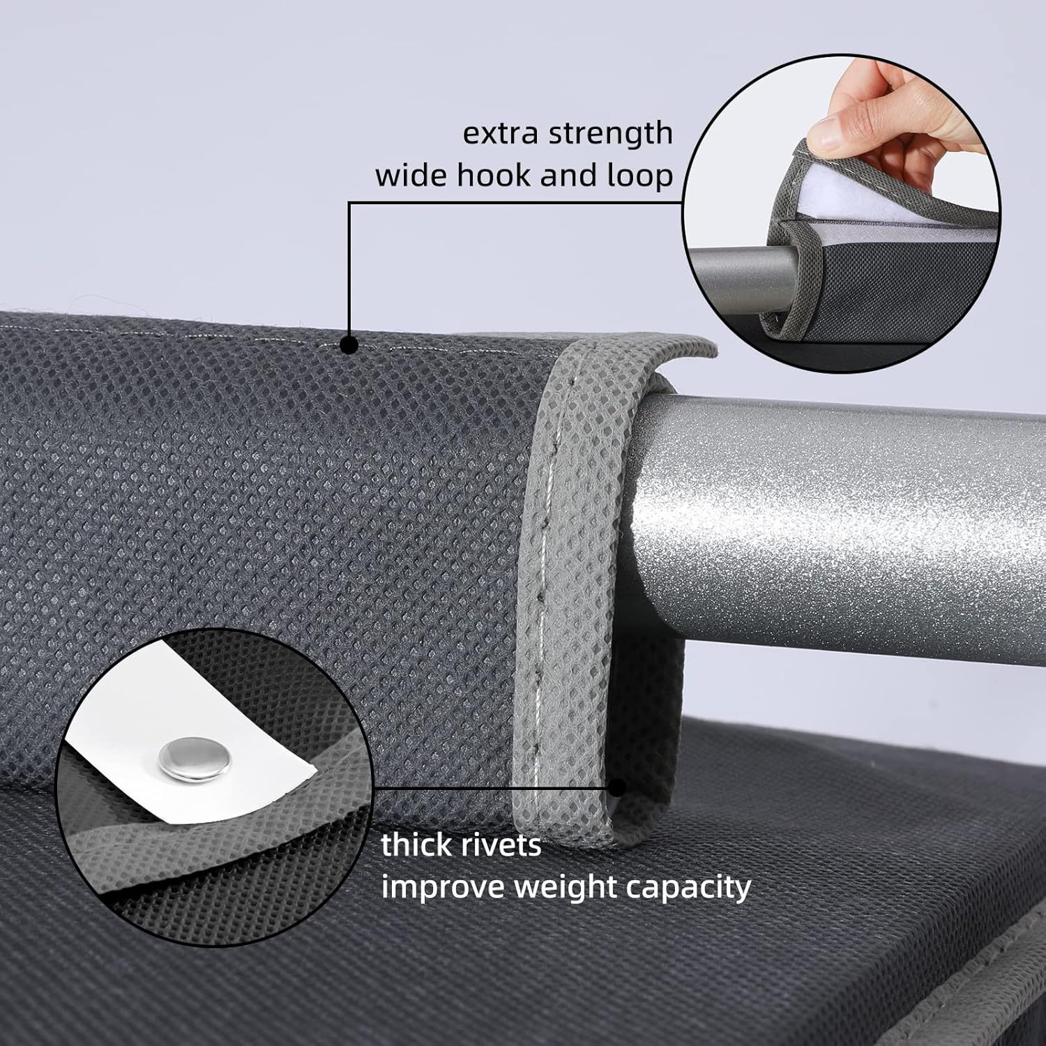 2-Pack Hanging Organizer, 4-Shelf Closet Shelves With Side Pockets, Grey