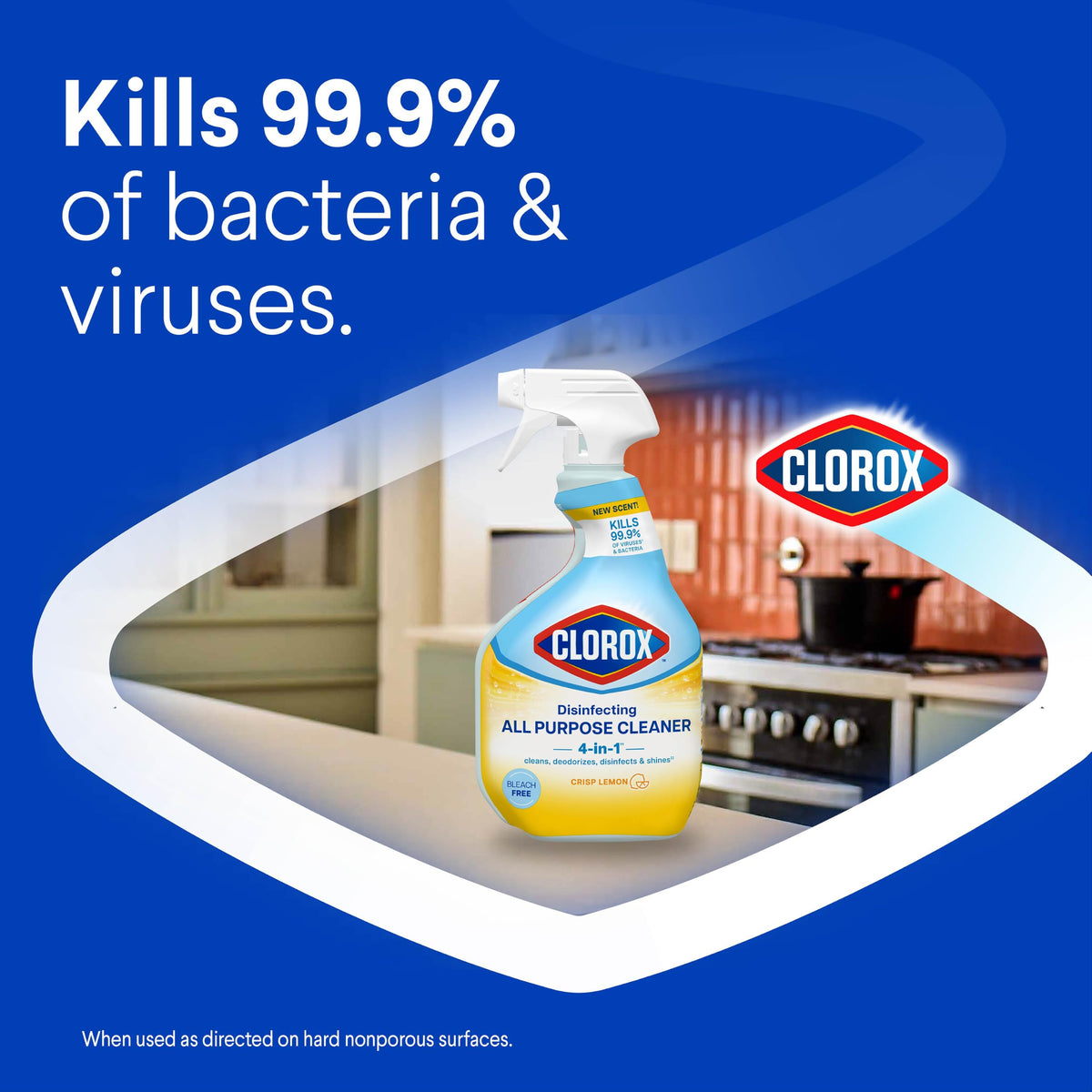 Clorox Disinfecting All-Purpose Cleaner, 32 fl. Oz., and Bathroom Cleaner, Bleach Free, Household
