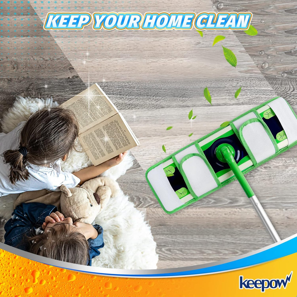 KEEPOW XL Wet Pads Refills for Swiffer XL, Wet Mopping Cloths for Swiffer XL Mop, Reusable