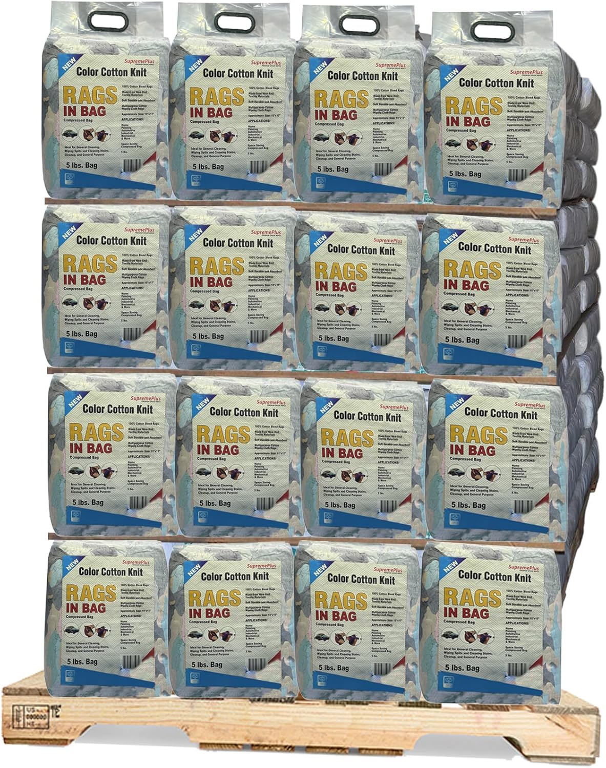 Premium Color Knit Cleaning Rags (600 lbs Pallet - 120x5 lbs. Bag) – Shop Rags Bulk for Workshops