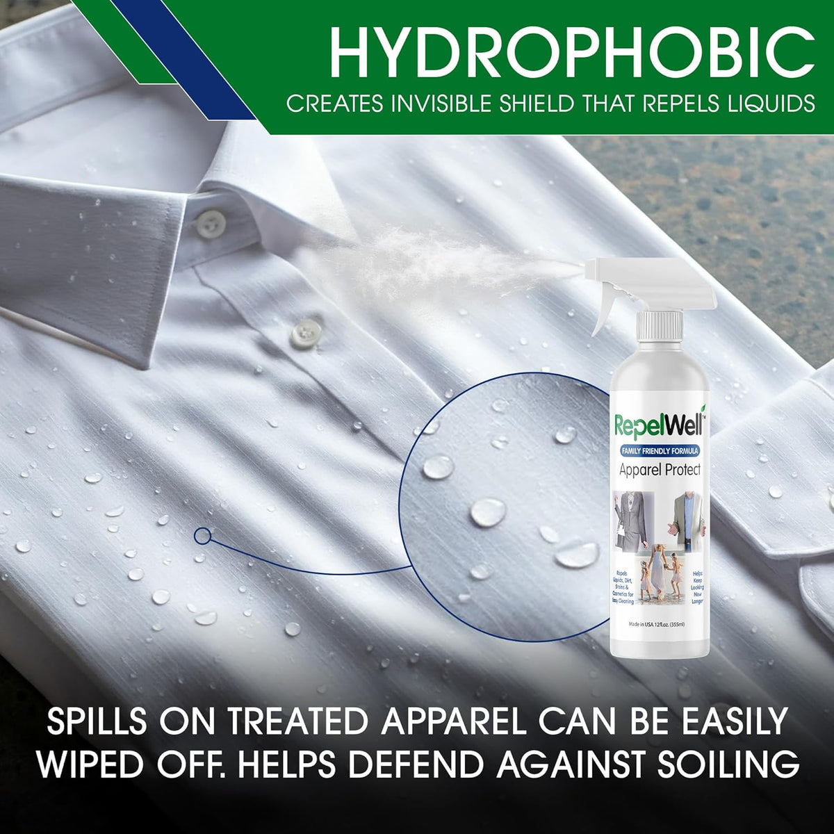 Apparel Protect (24oz) Stain & Water Repellent Spray – Non-Toxic, Eco-Friendly, Pet-Safe Sprays for