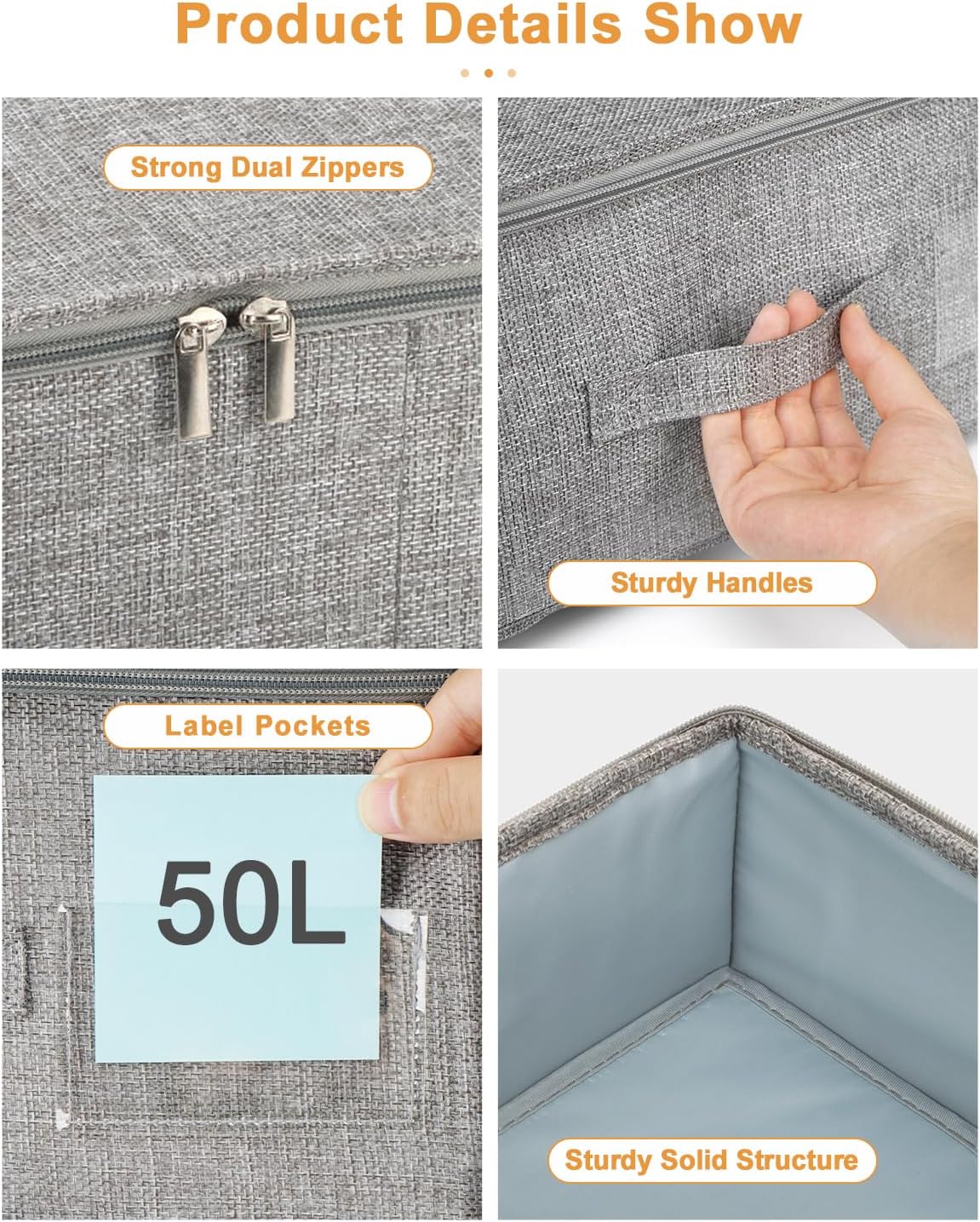 Under Bed Storage, 2 Pack Underbed Storage Container Bags With Lid, Foldable Sturdy Clothes Storage
