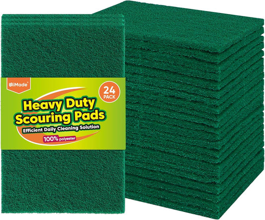 Heavy Duty Scouring Pads, 24Pcs Household Scour Pads for Kitchen, Garage and Outdoors, Reusable