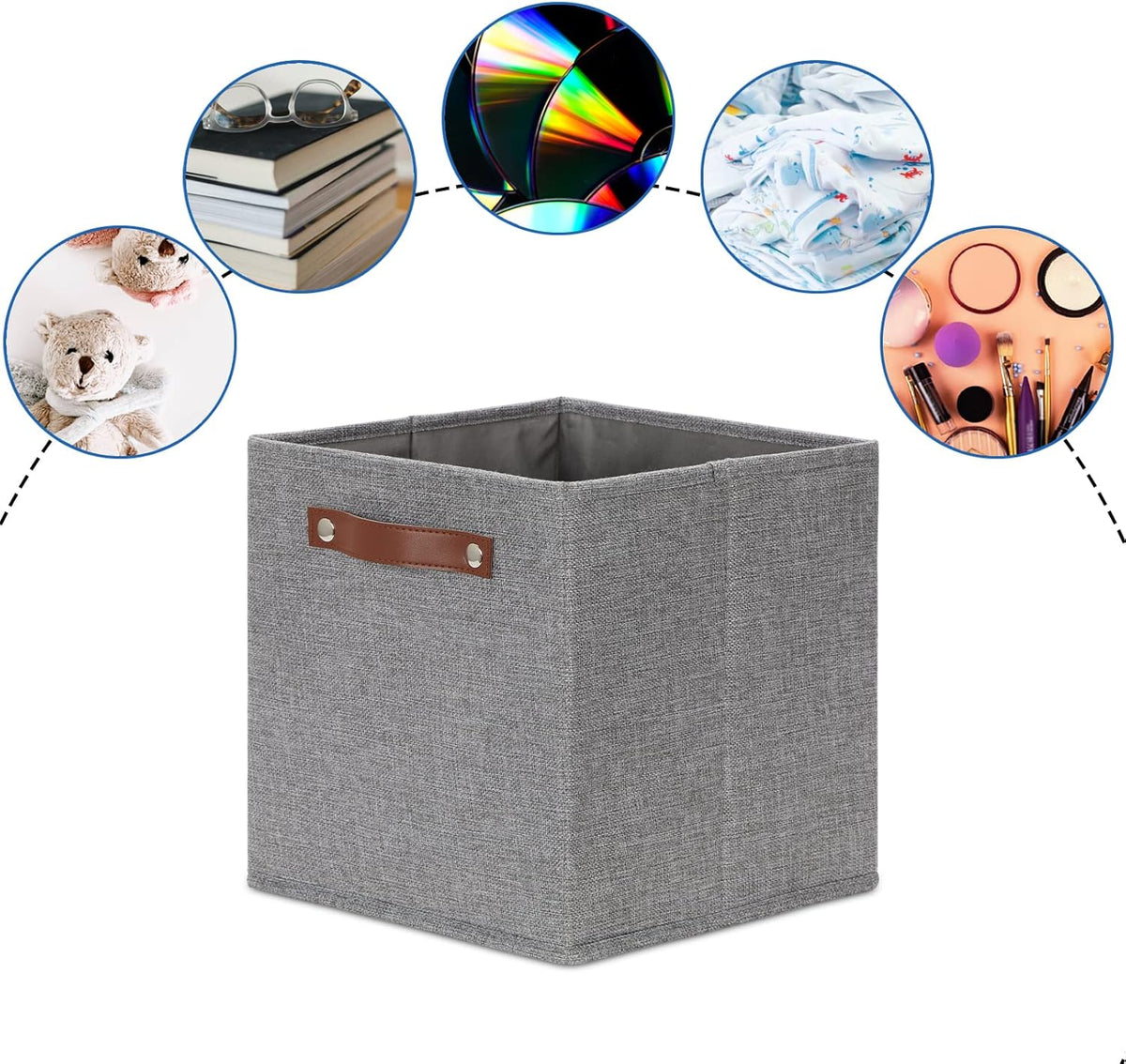 DULLEMELO 11x11 Cube Collapsible Fabric Storage Bins for Shelf Organizing, Toy Square Bins, Kids