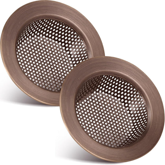 Retisee 2 Pcs Sink Strainer Stainless Steel Kitchen Sink Drain Strainer Basket Cover Mesh Hair Food
