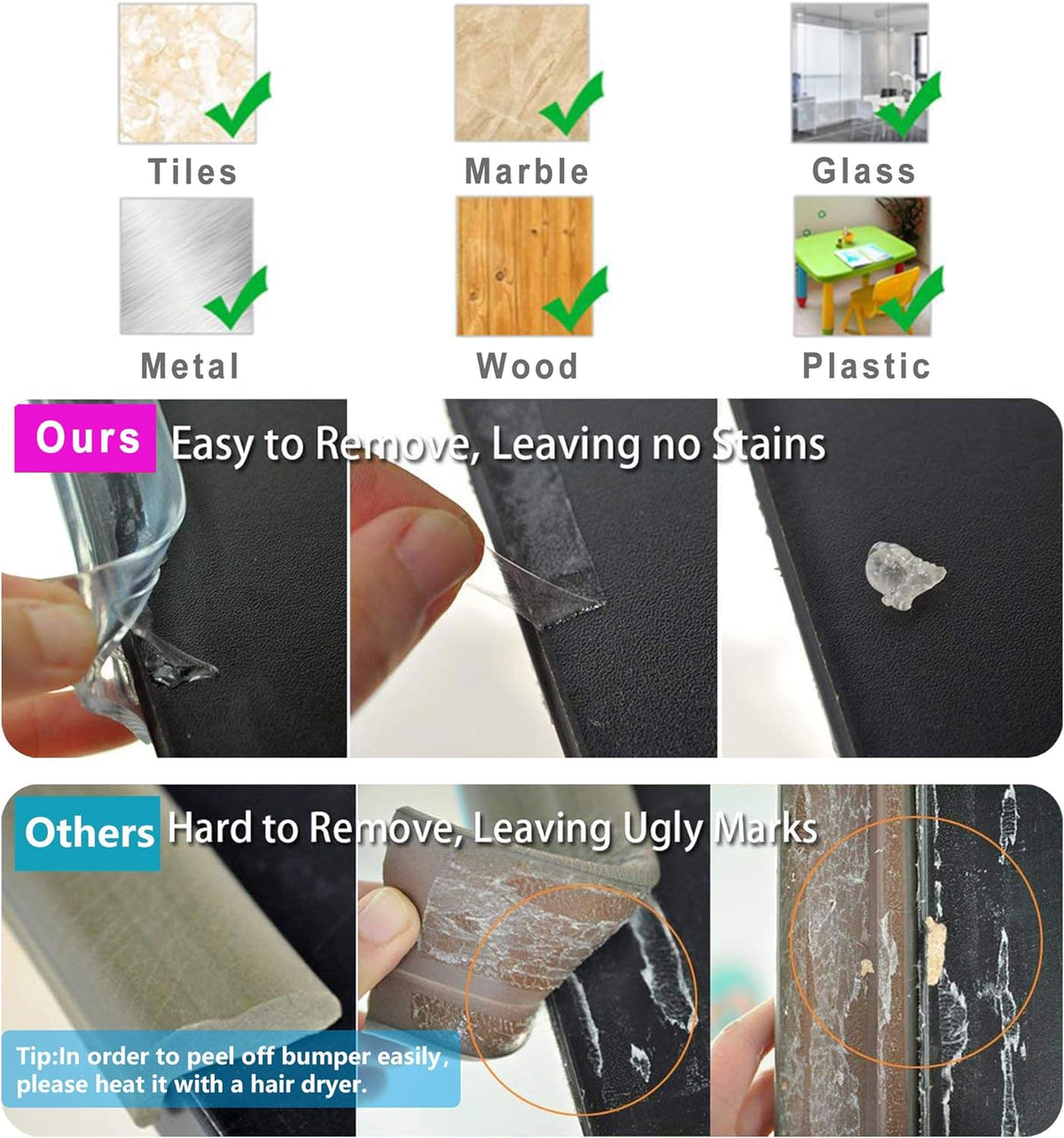 Edge Protector 100% Silicone, Baby Proofing Clear Table Corners Guards, Pre-Taped Adhesive Soft for