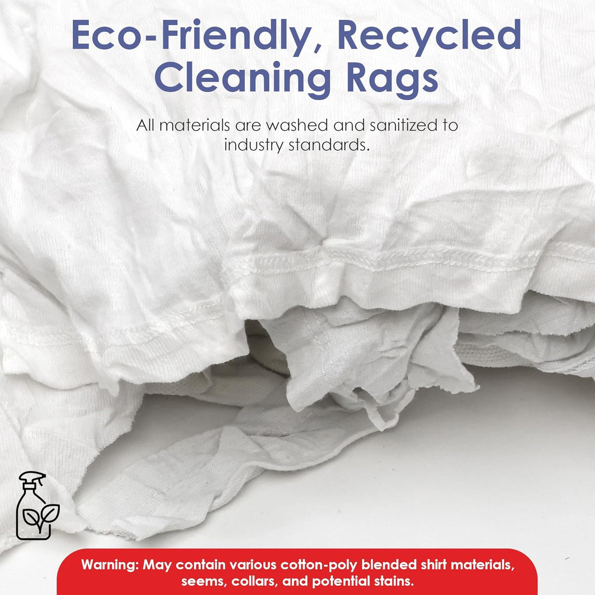 Huck & Terry White T-Shirt Bag of Rags (1 LB Bag), 100% Recycled Material, Cotton Blend Bar Mop