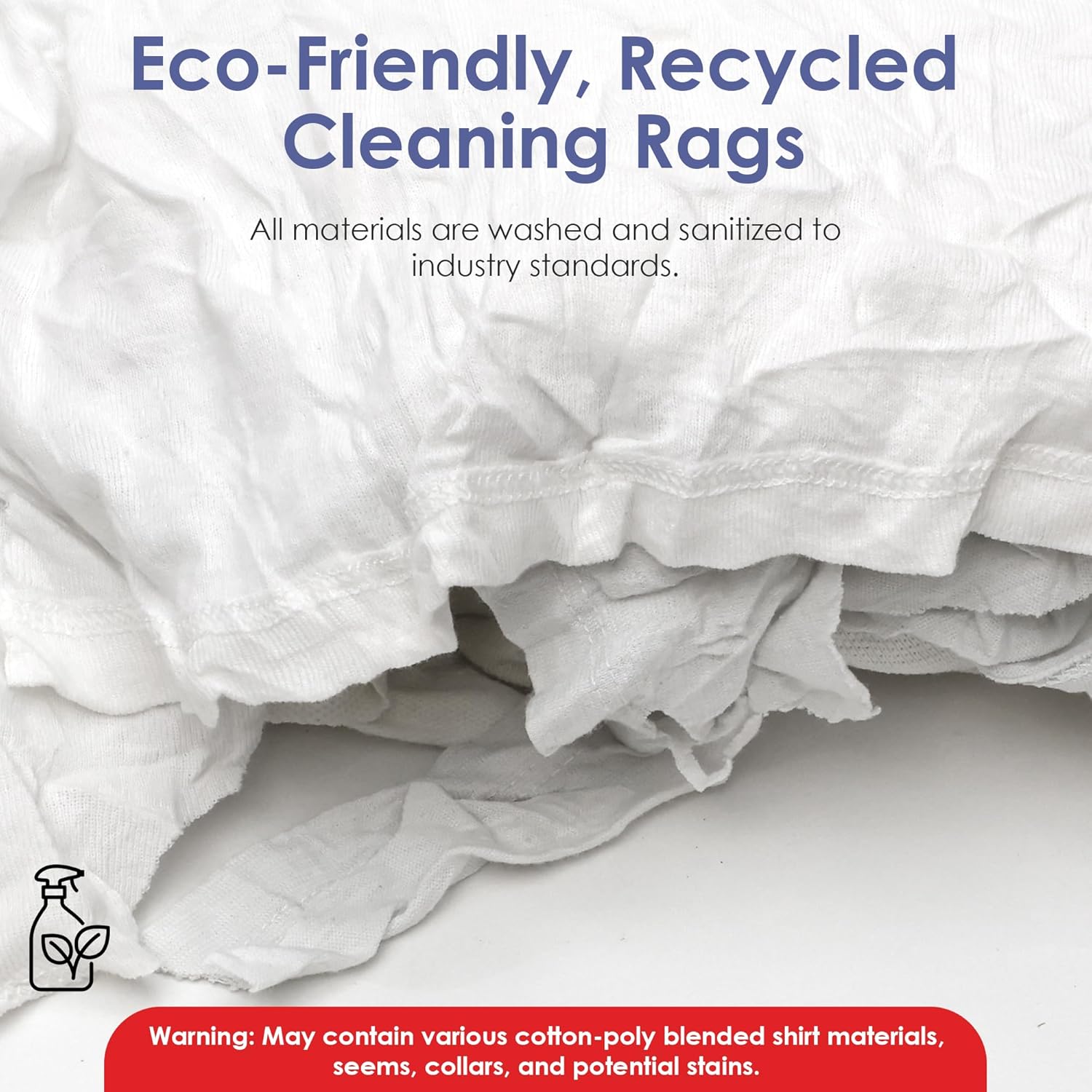 Huck & Terry White T-Shirt Bag of Rags (1 LB Bag), 100% Recycled Material, Cotton Blend Bar Mop