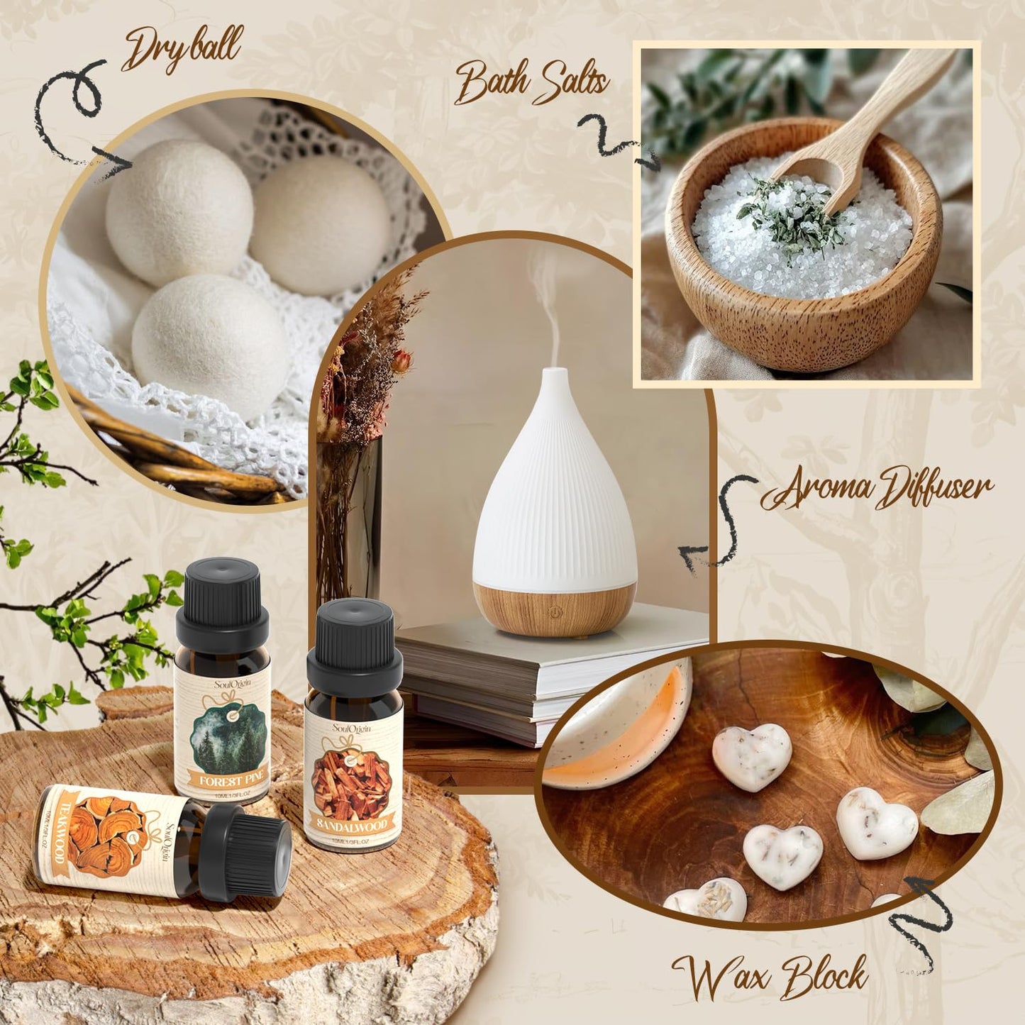Woody Essential Oils Set, Fragrance Oil Set for Diffuser, Scent Diffuser Oil for Candle Making