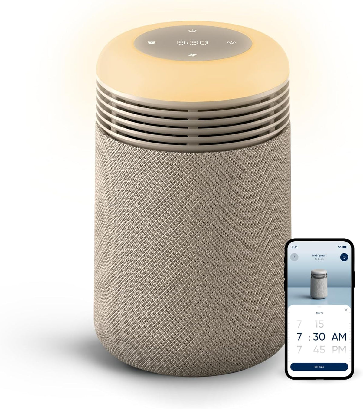 BLUEAIR Purifier for Bedroom - Mini Restful - Sunrise Clock with HEPASilent Filtration and Wake Up