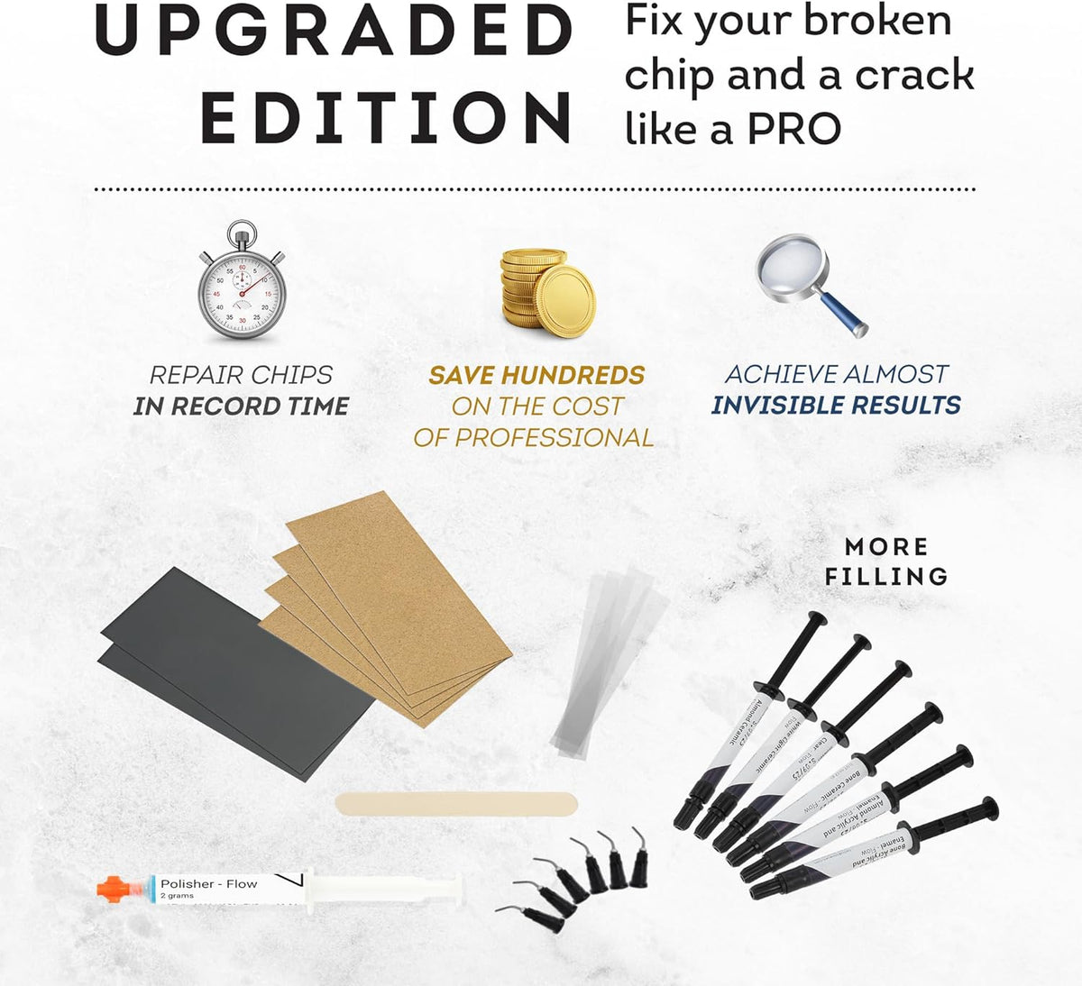 Refill for White Surface Repair Kit - Fix Chips & Defects in Minutes | Restore Tiles Bathroom