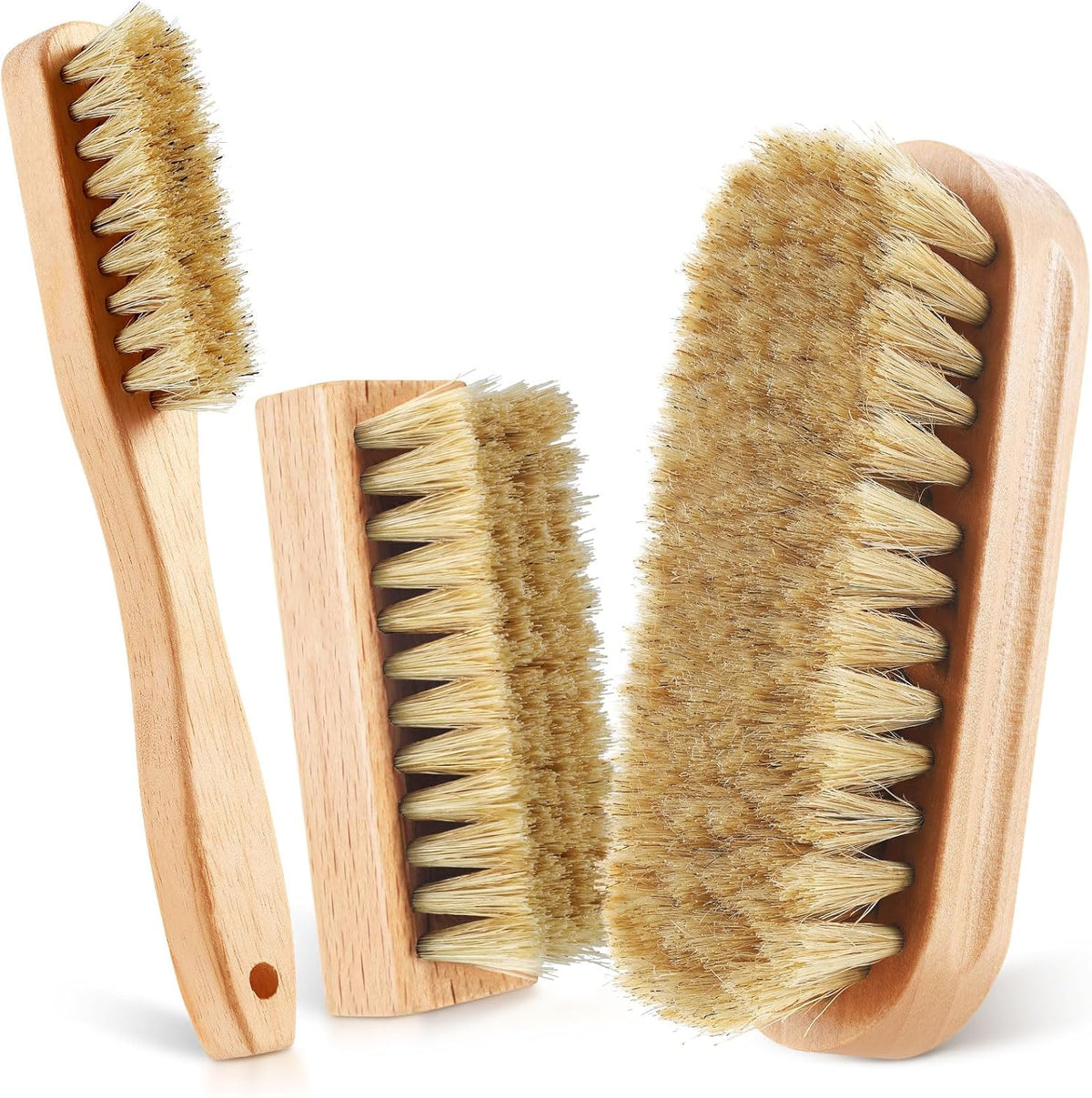 3 Pcs Wood Laundry Stain Brush Stain Remover Brushes with Boar Bristle Small Stain Brush for