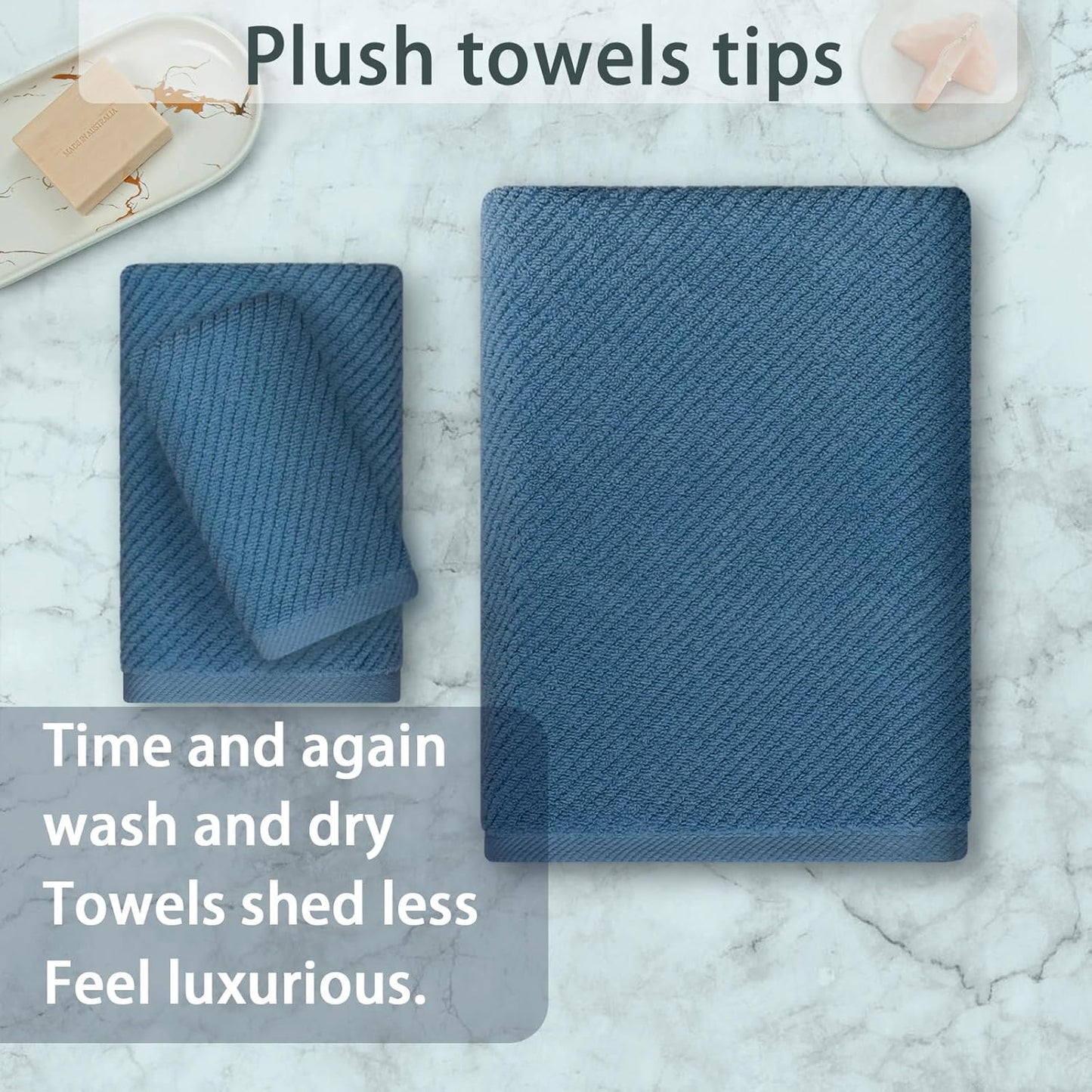 VOOVA & MOVAS Labrador Blue Towels for Bathroom, 100% Cotton | Quick Dry | Soft | Thick, 3 Piece