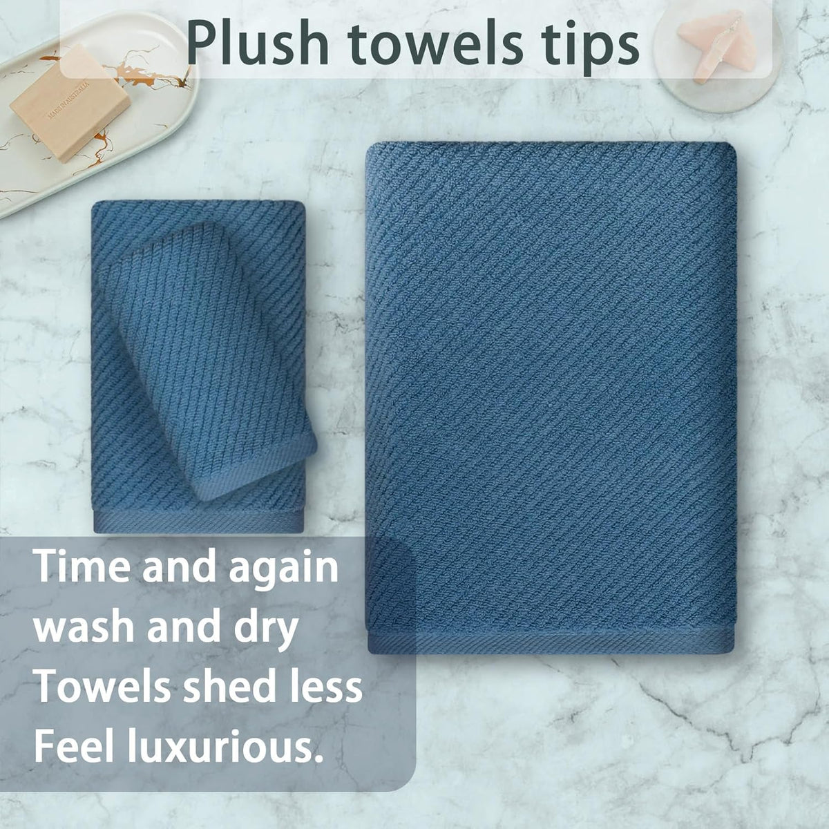 VOOVA & MOVAS Labrador Blue Towels for Bathroom, 100% Cotton | Quick Dry | Soft | Thick, 3 Piece