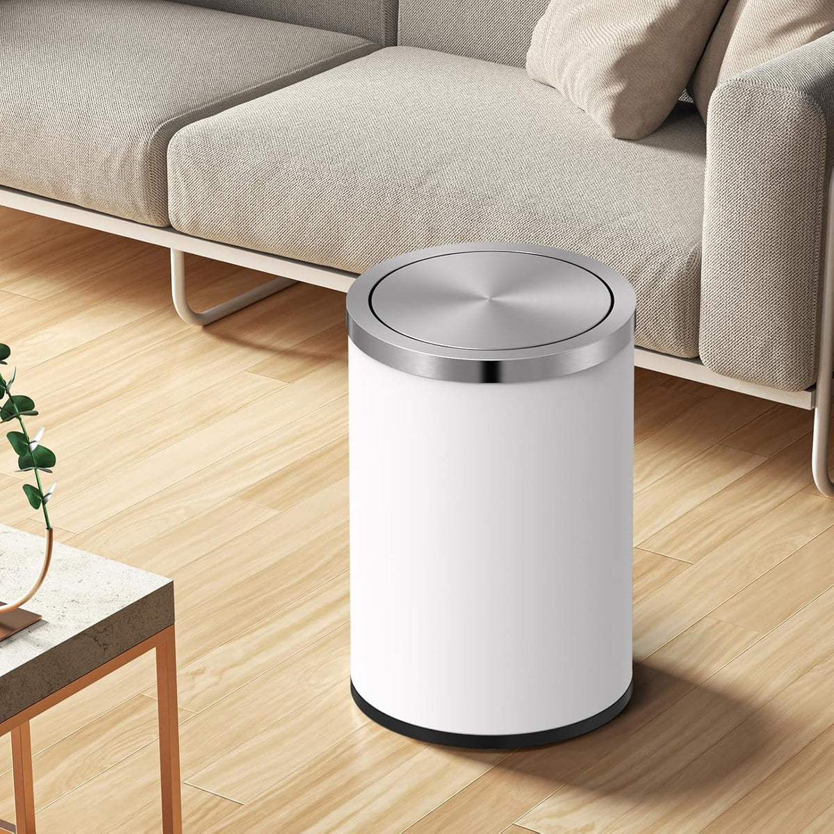Mbillion Small Trash Can with Swing Lid 2.4 Gallons/9 Liter, Mini Trash Can with lid, Stainless