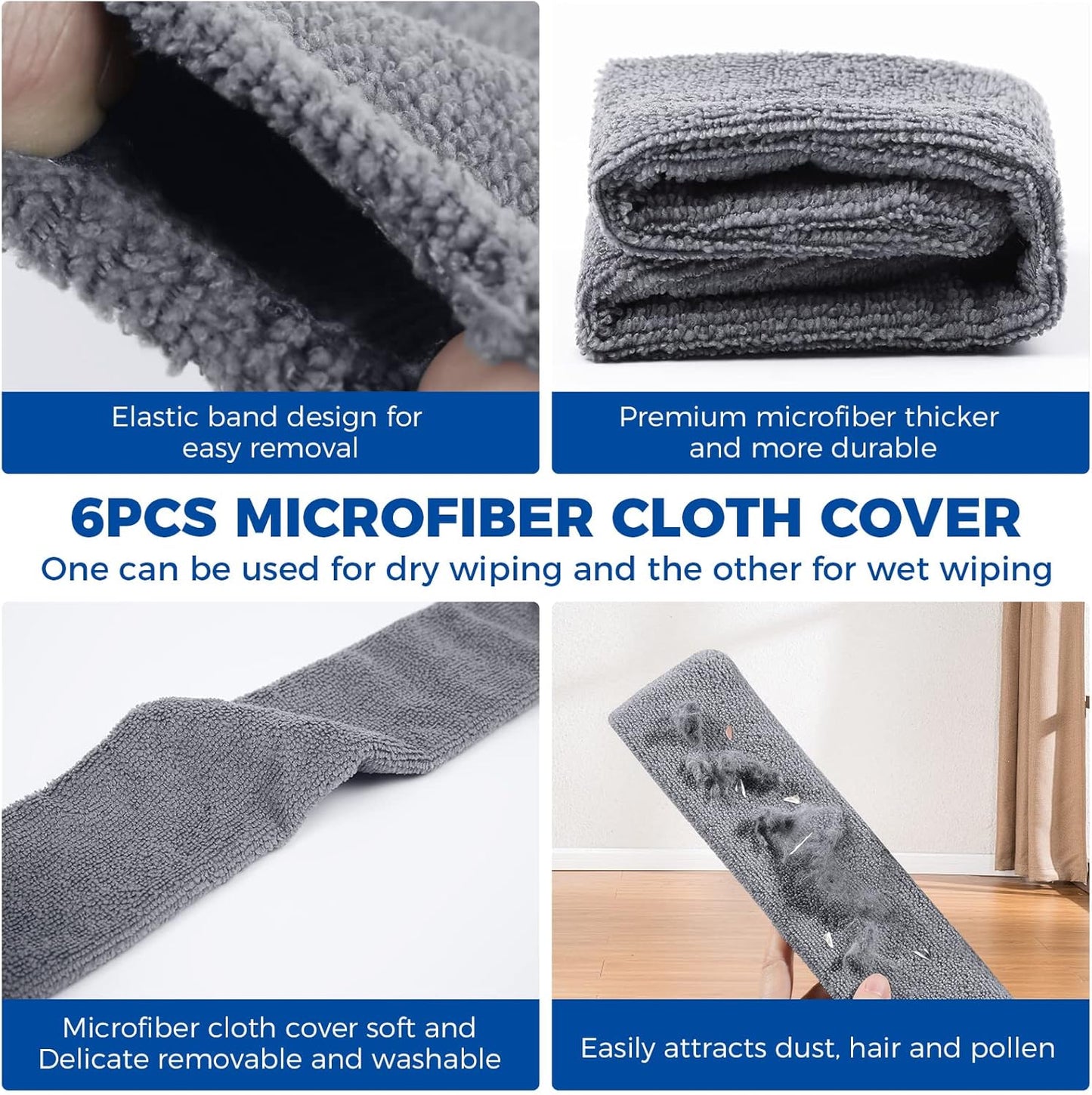 6pcs Dusters Replacement Cloth Retractable Gap Dust Cleaner Cloths, Reusable Microfiber Cloth Cover