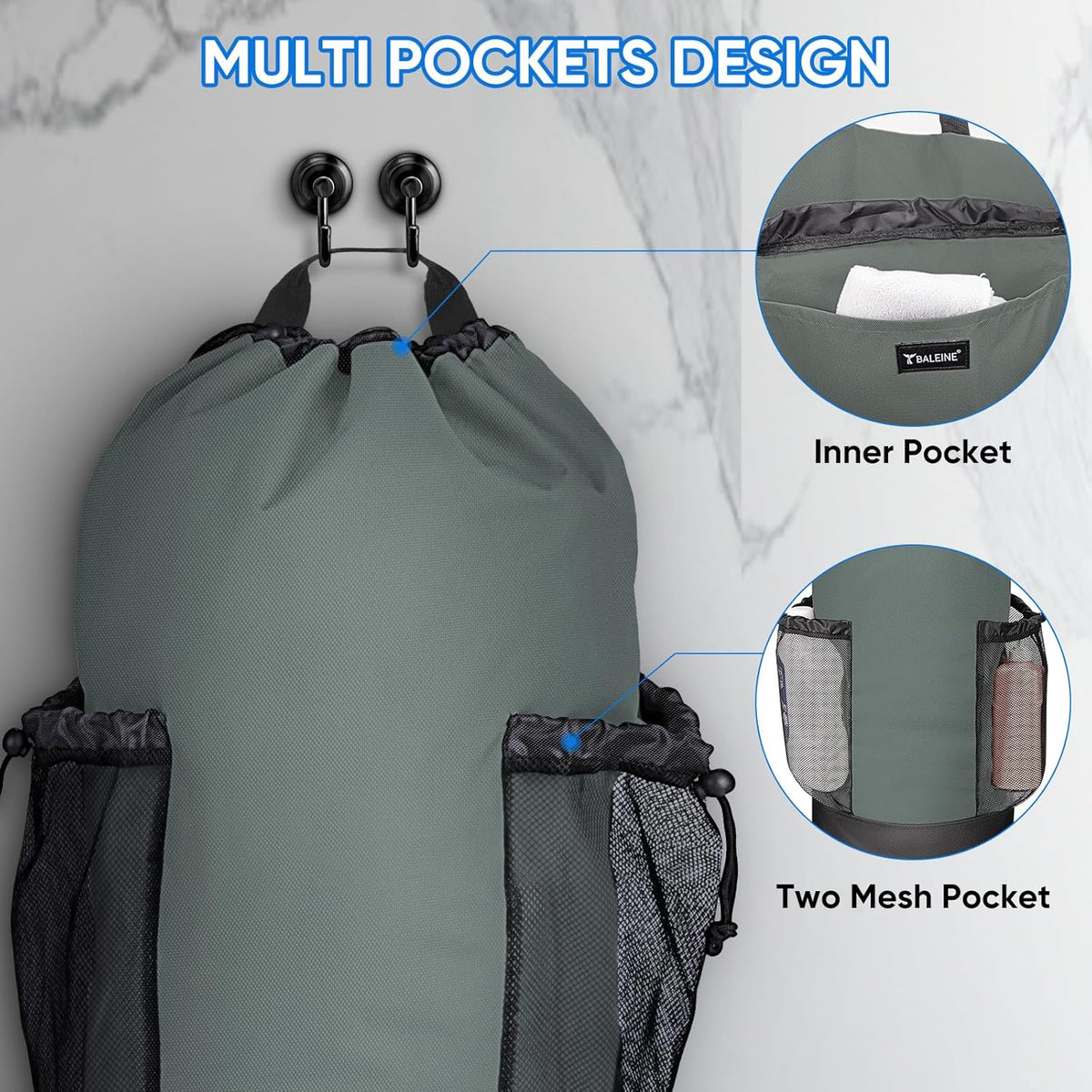 BALEINE 150L Laundry Bag Backpack, 900D Oxford Fabric Large Travel Laundry Bags with Shoulder