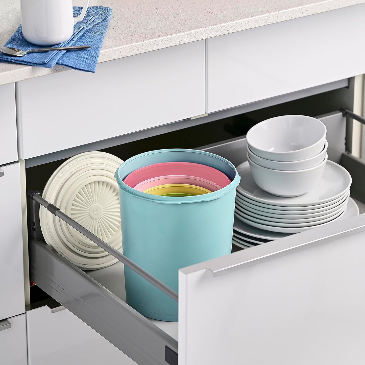 Tupperware Heritage Collection 10 Piece Nested Canister Set in Vintage Colors, Dishwasher Safe and