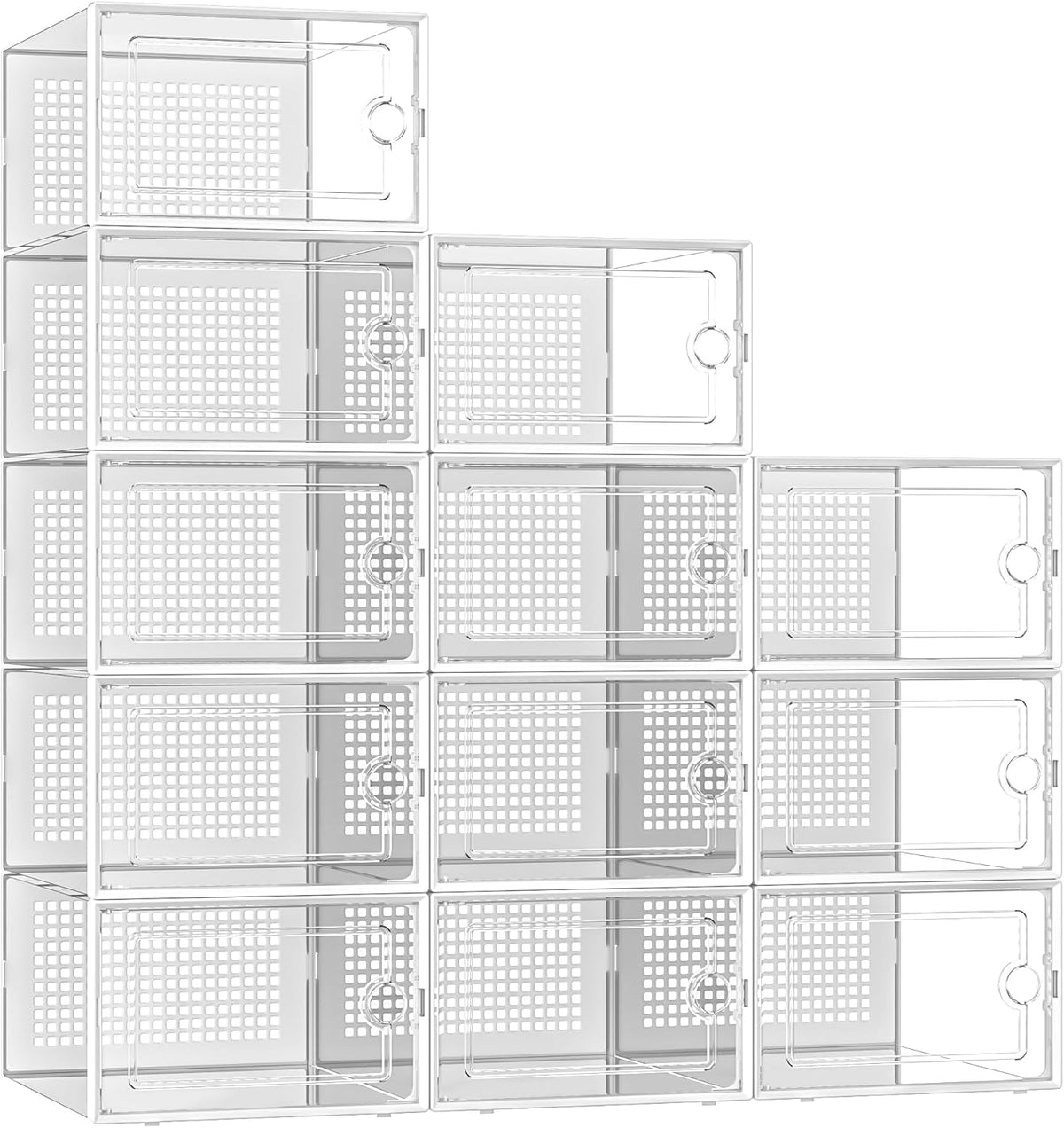 Kuject X-Large Shoe Storage Boxes Organizers Clear Plastic Stackable 12 Pack, Shoe Rack & Holder