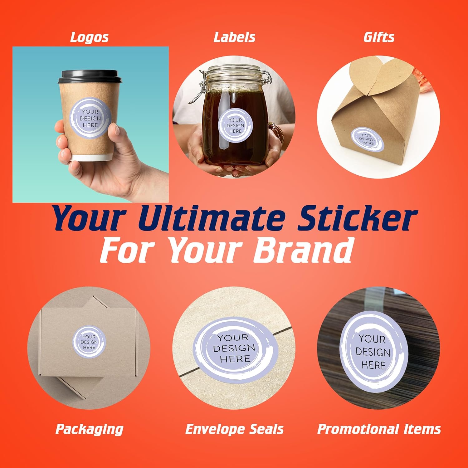 100 Custom Vinyl Stickers - Upload Your own Image, Text, Design, Logo - Personalized Logo Labels