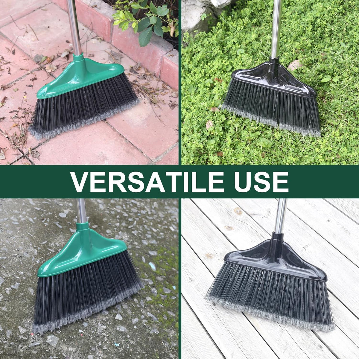 4 PCS Heavy Duty Broom Outdoor/Indoor Commercial Broom with 61" Long Handle,Perfect for Home Garage