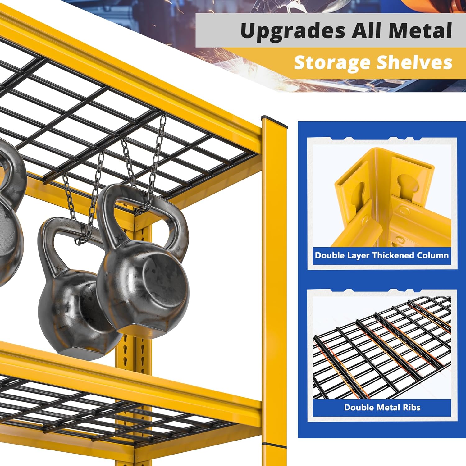 REIBII 72''H Garage Shelving 3010 LBS Storage Shelves Adjustable Metal Shelving 5 Tier Metal