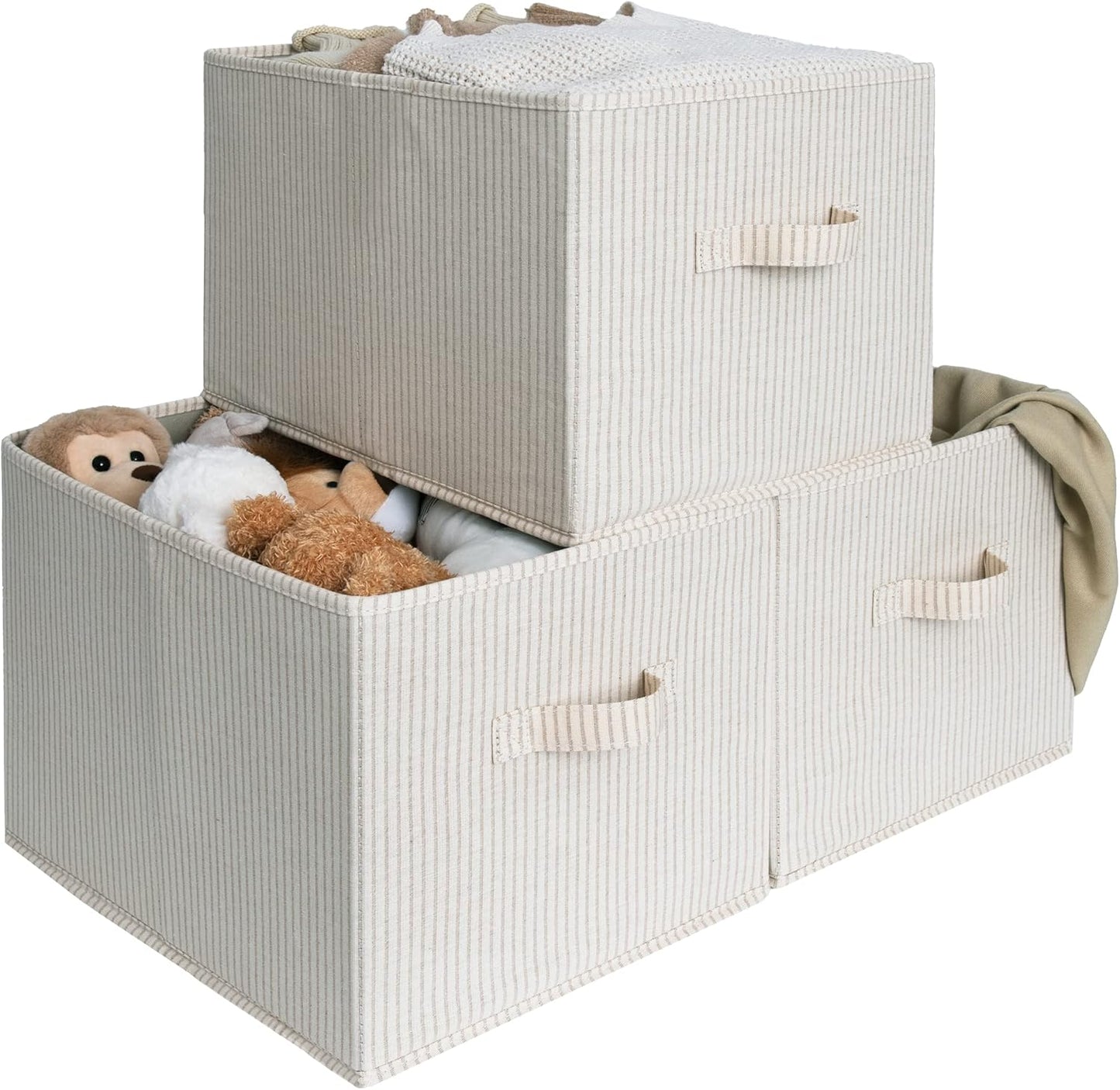 StorageWorks Storage Baskets for Shelves, Foldable Fabric Closet Storage Bins with Handles, Fabric