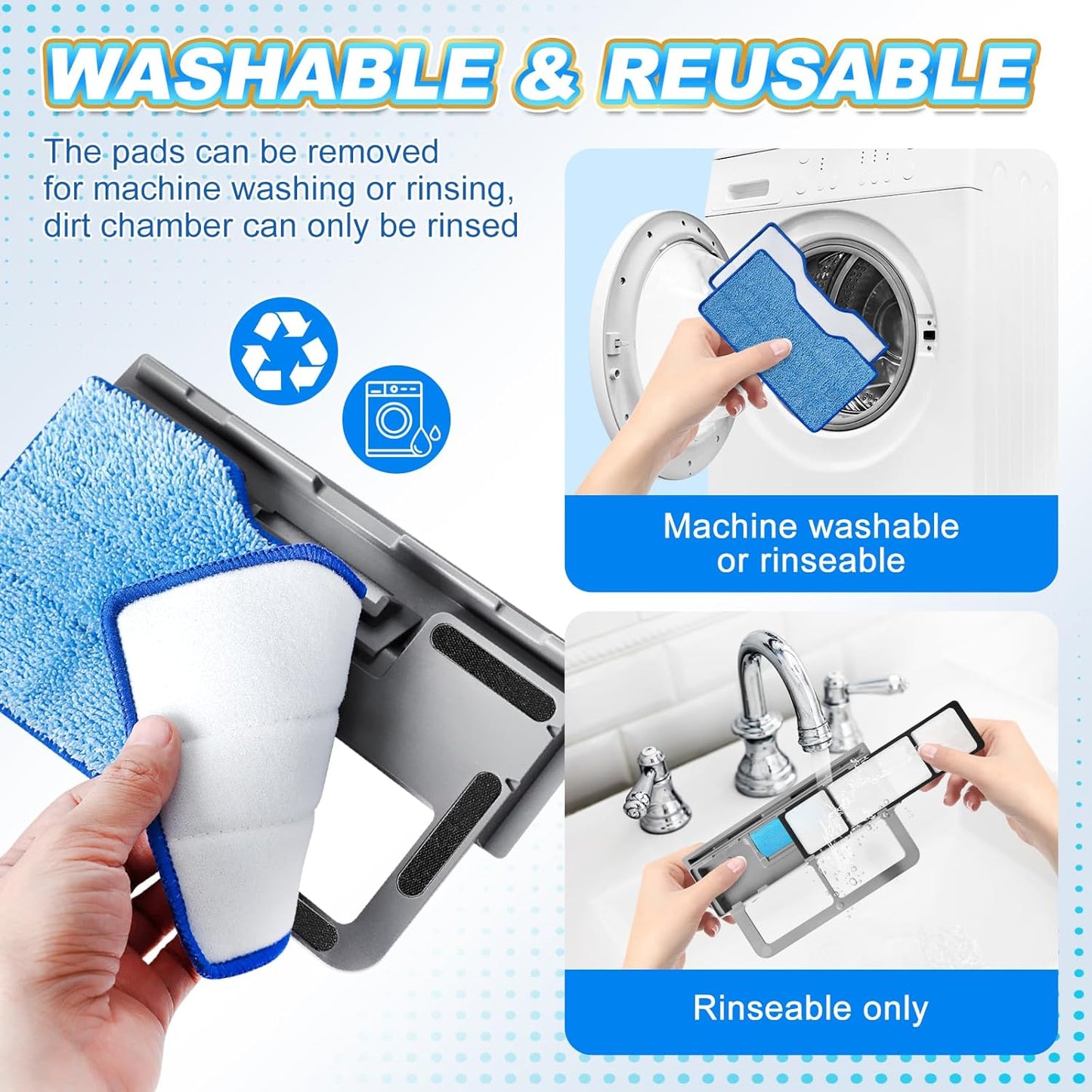 KEEPOW Reusable Mop Replacement Pads Compatible with Shark Vac Mop VM252 VM200 VC205 VM250 VM190