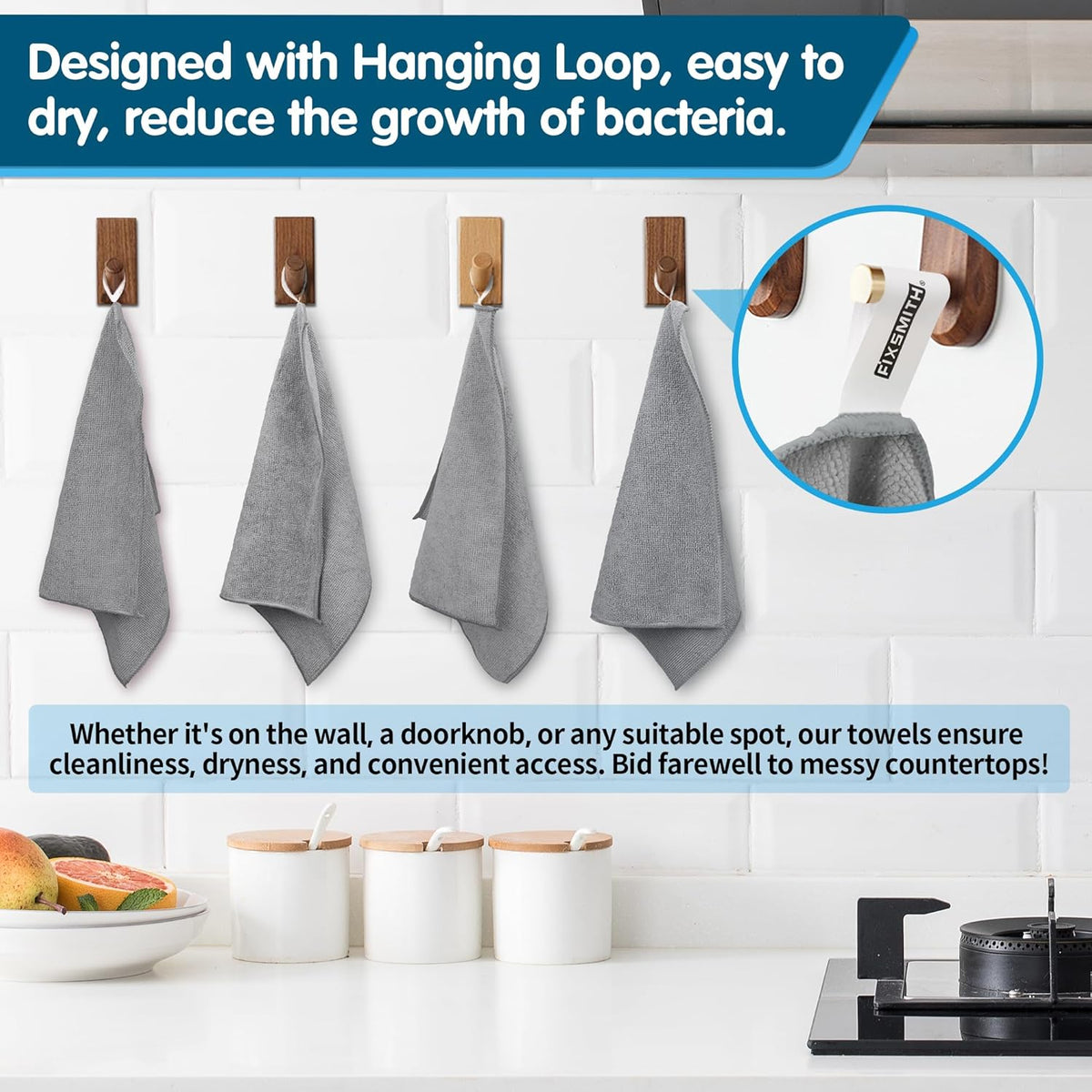 FIXSMITH Grey Microfiber Cleaning Cloth -Pack of 8, Highly Absorbent Cleaning Rags, 16"X12" All
