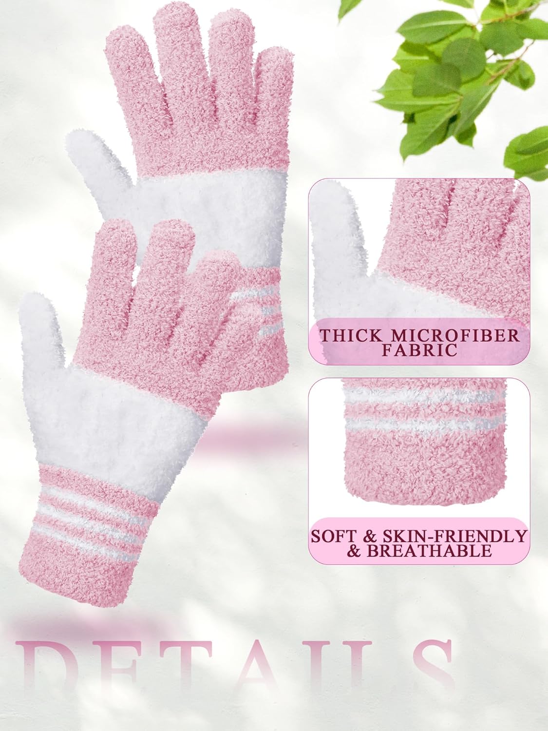 Patelai 3 Pairs Microfiber Plant Dusting Gloves Leaf Cleaning Gloves for Indoor Plants, Blinds