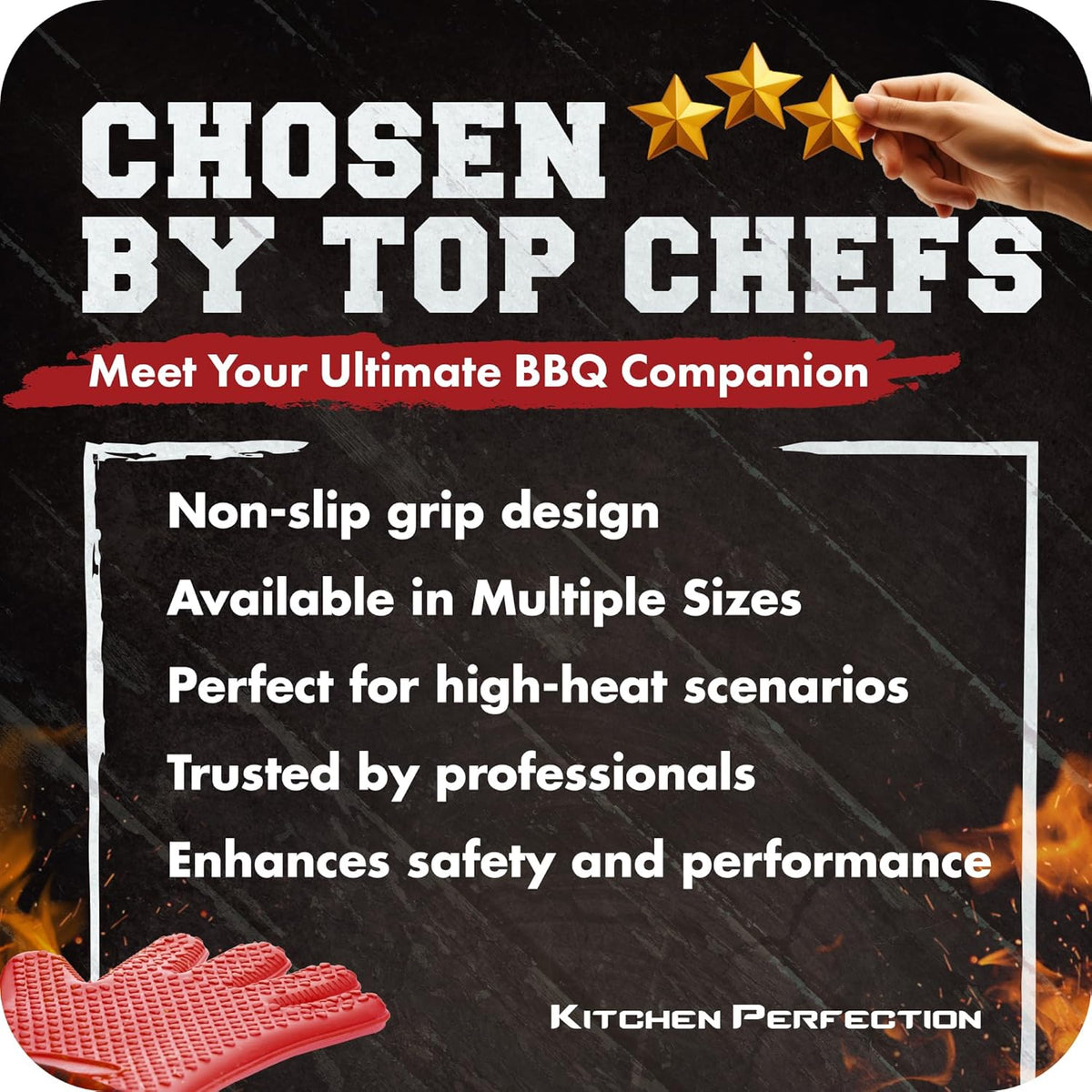 KITCHEN PERFECTION XL Silicone Smoker Oven Gloves-Extreme Heat Resistant BBQ Gloves-Handle Hot Food