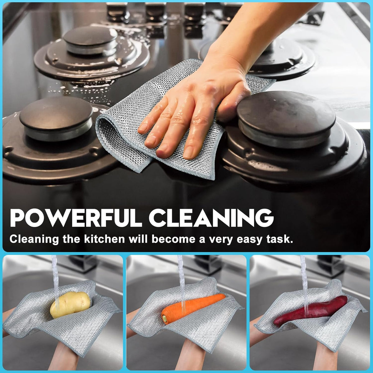 10 Pcs New Upgraded 3 Layers Non Scratch Wire Dishcloth, Multipurpose Wire Steel Wool Scrubber, Wet