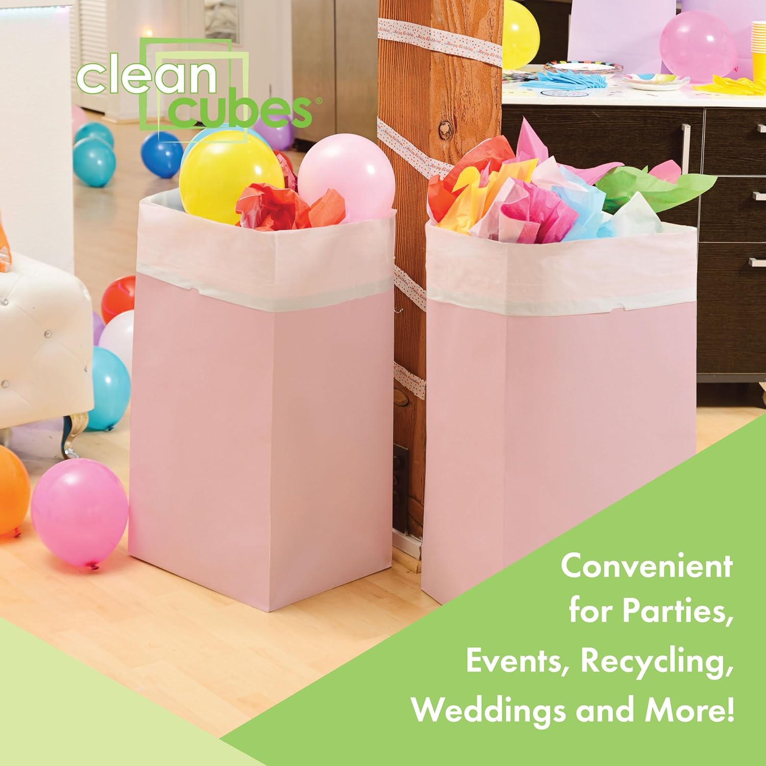 30 Gallon Disposable Pop-Up Trash Cans (3-Pack) with Fitted Bags – Foldable Garbage & Recycling