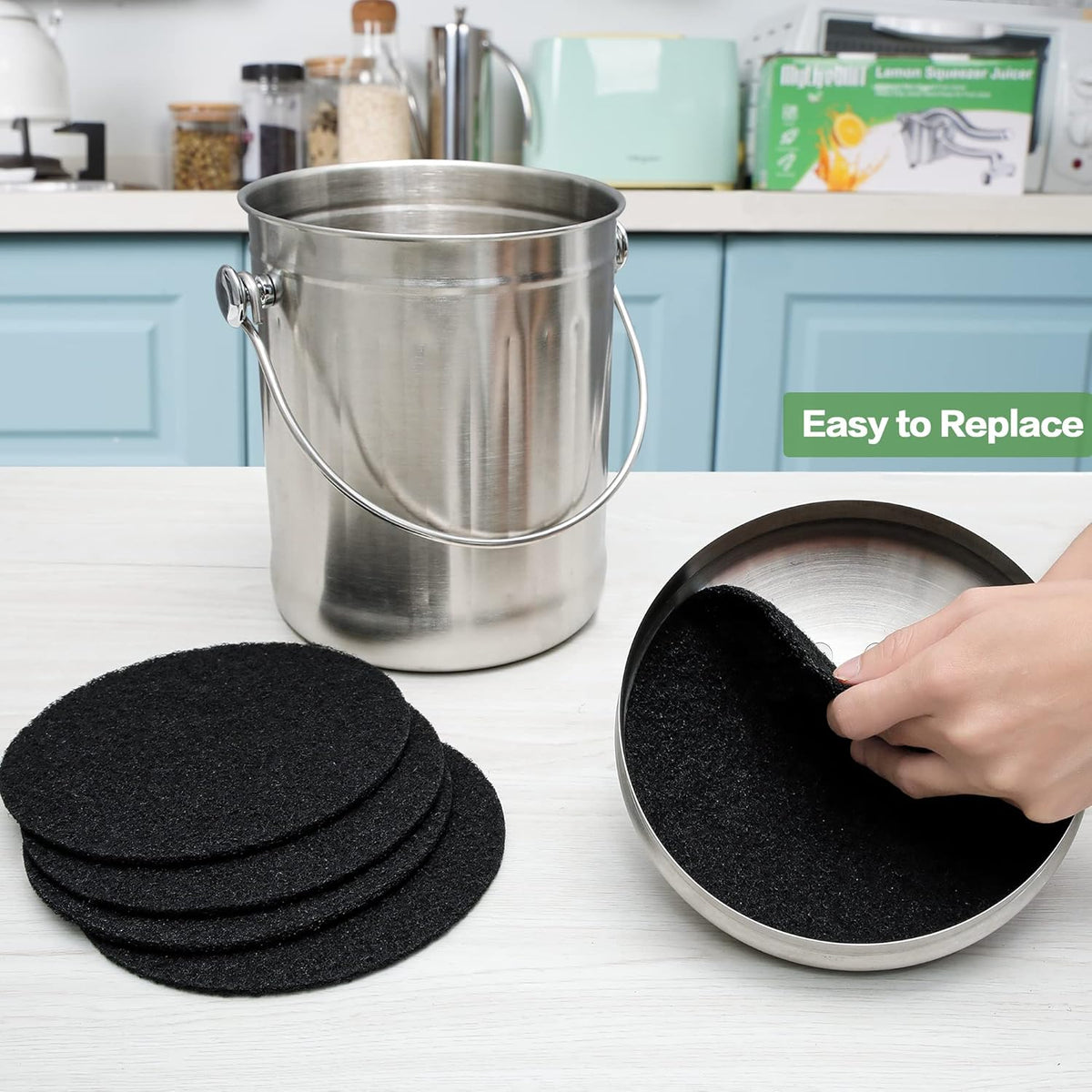 MyLifeUNIT 16 Pack Charcoal Filter for Compost Bin Kitchen, Compost Pail Replacements Filter (6.7