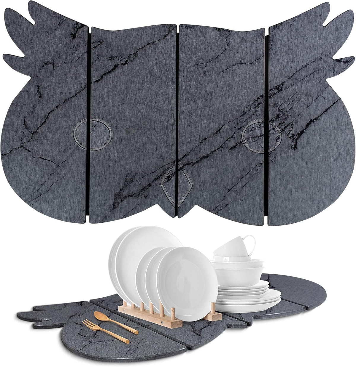 Large Stone Dish Drying Mat for Kitchen Counter,24"(L)×16"(W) Quick Dry Absorbent Diatomaceous