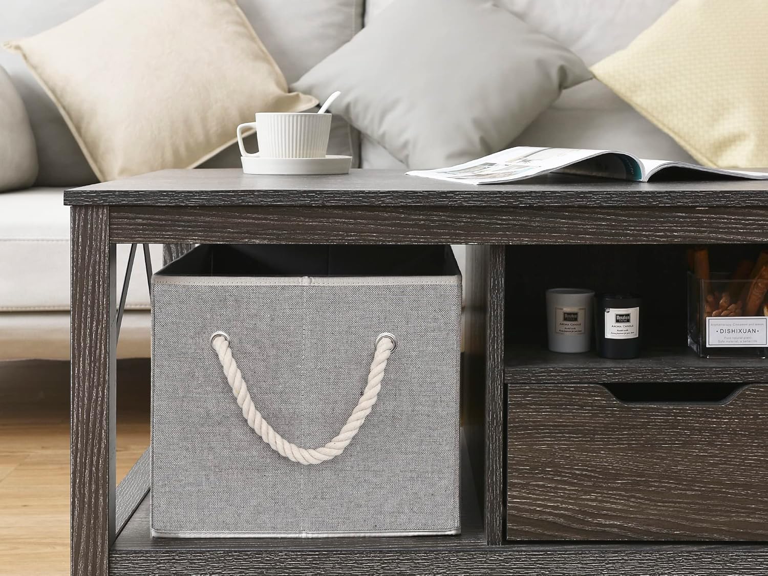 StorageWorks Storage Baskets for Shelves, Foldable Fabric Closet Storage Bins with Handles, Fabric