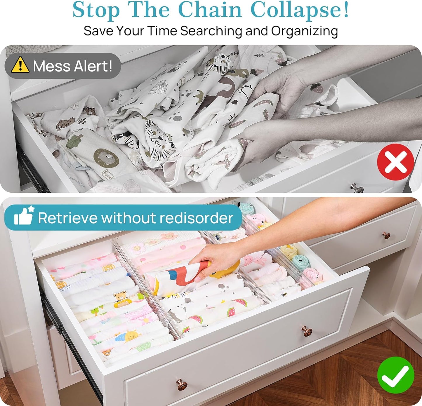 Vtopmart 12 Pack 4" Regular Upgrade Drawer Dividers for Clothes, 12.8"-22.3" Expandable Dresser