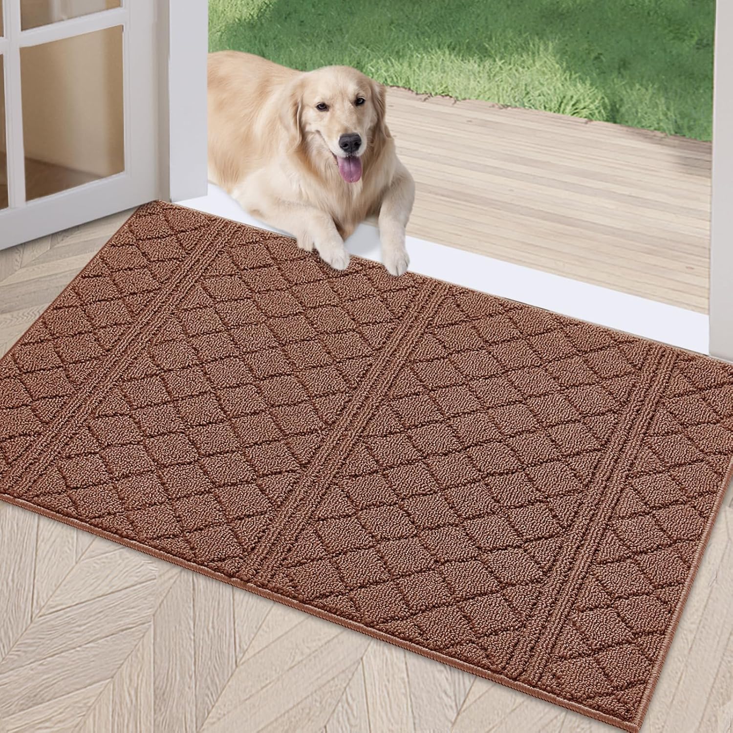 REFETONE Indoor Doormat, Front Back Door Mat 24"x36" Rubber Backing Non Slip Mats, Absorbent Resist