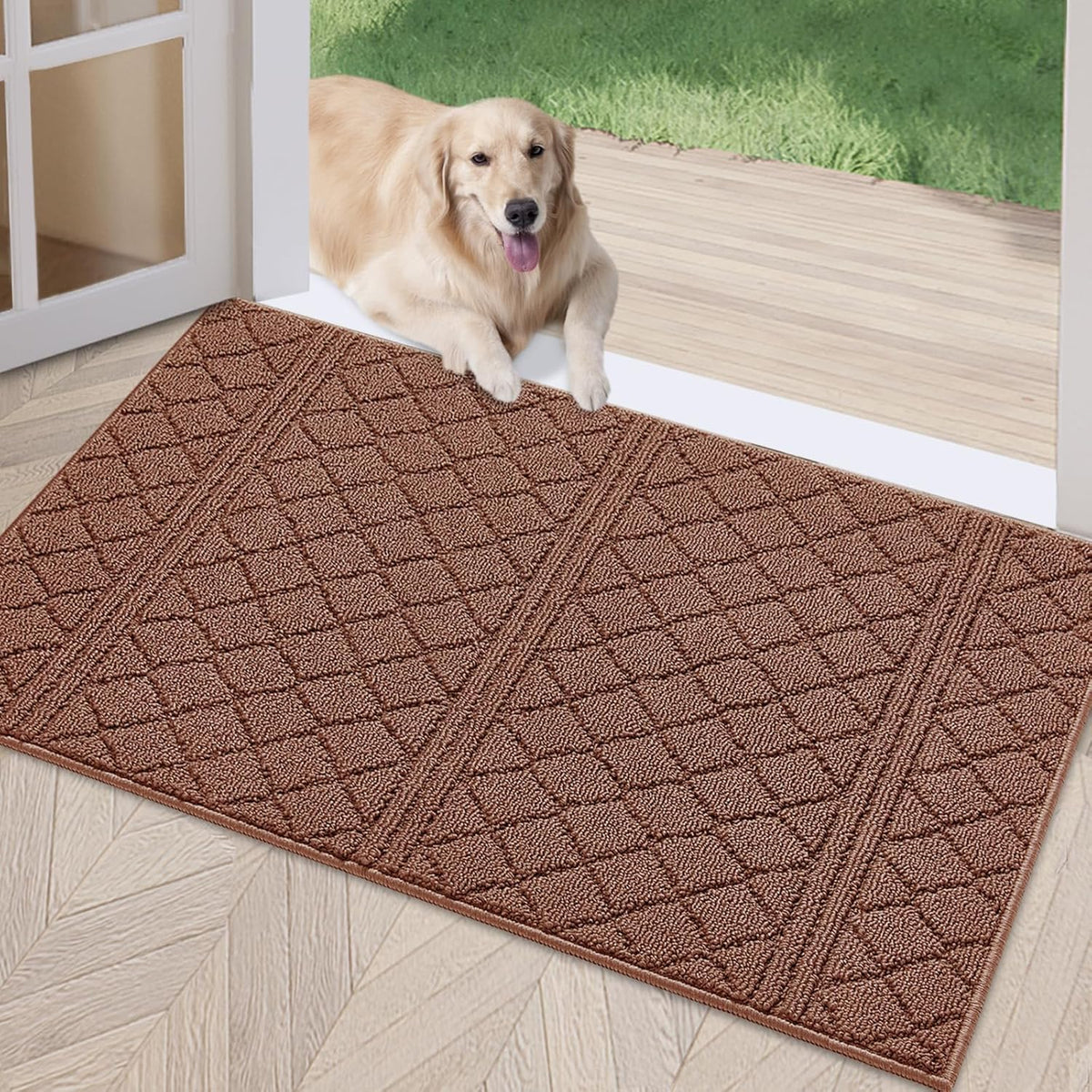 REFETONE Indoor Doormat, Front Back Door Mat 16"x24" Absorbent Rubber Backing Non Slip Door Mats