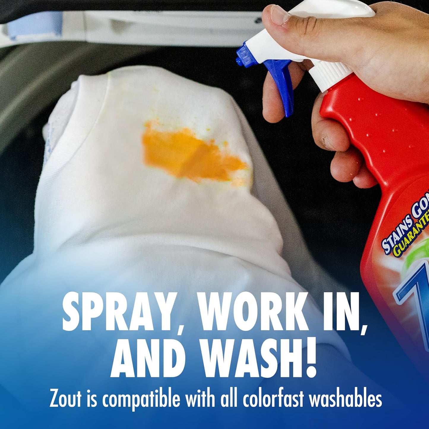 Zout Laundry Stain Remover Spray, Triple Enzyme Formula Removes the Toughest Stains, Made in the
