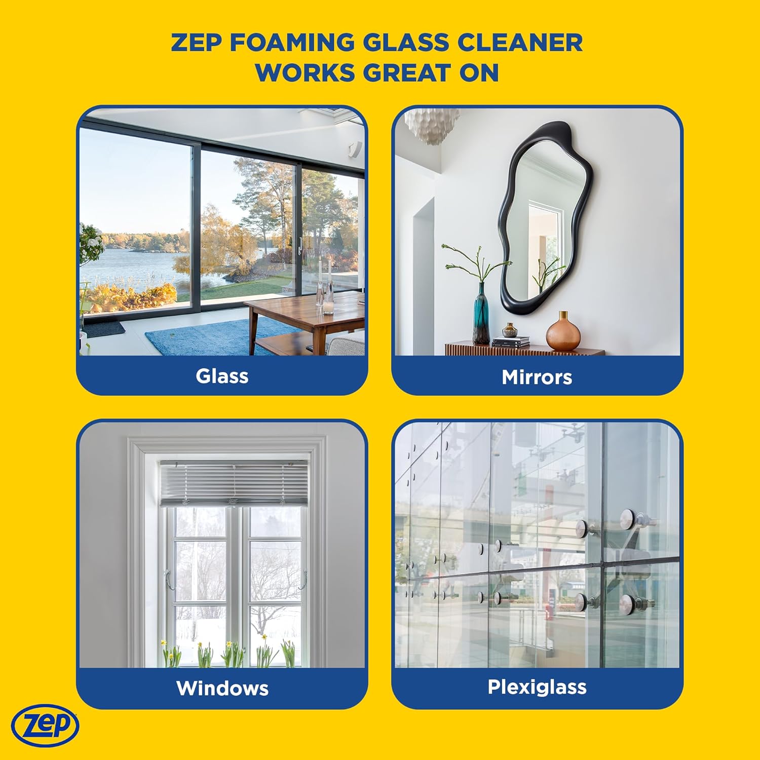 Zep Foaming Glass Cleaner - 19 oz (Case of 12) ZUFGC19 - Streak-Free Professional Grade Formula