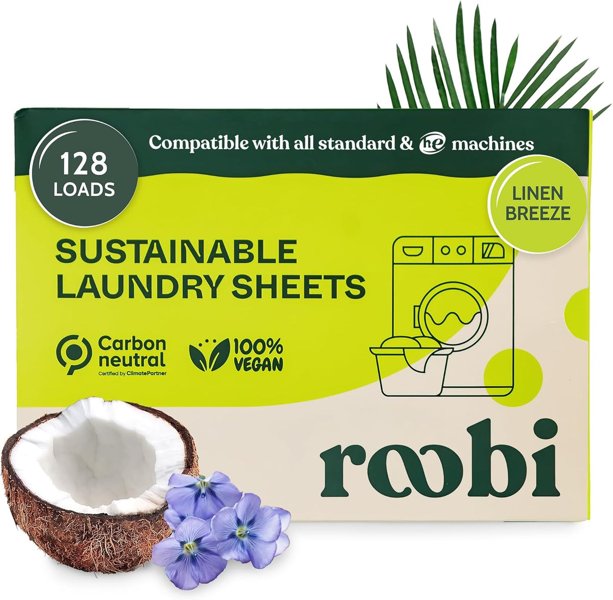 Roobi Laundry Detergent Sheets. Up to 128 Loads, Liquidless Detergent. Carbon Neutral, 100% Vegan &