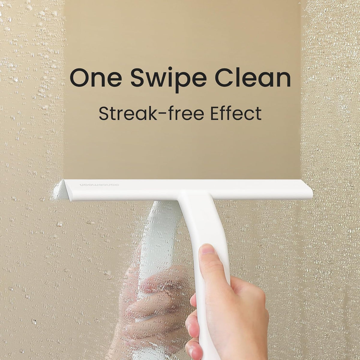 dancemoon JustHang Shower Squeegee for Glass Doors, All-One-Piece Silicone with Built-in Hook