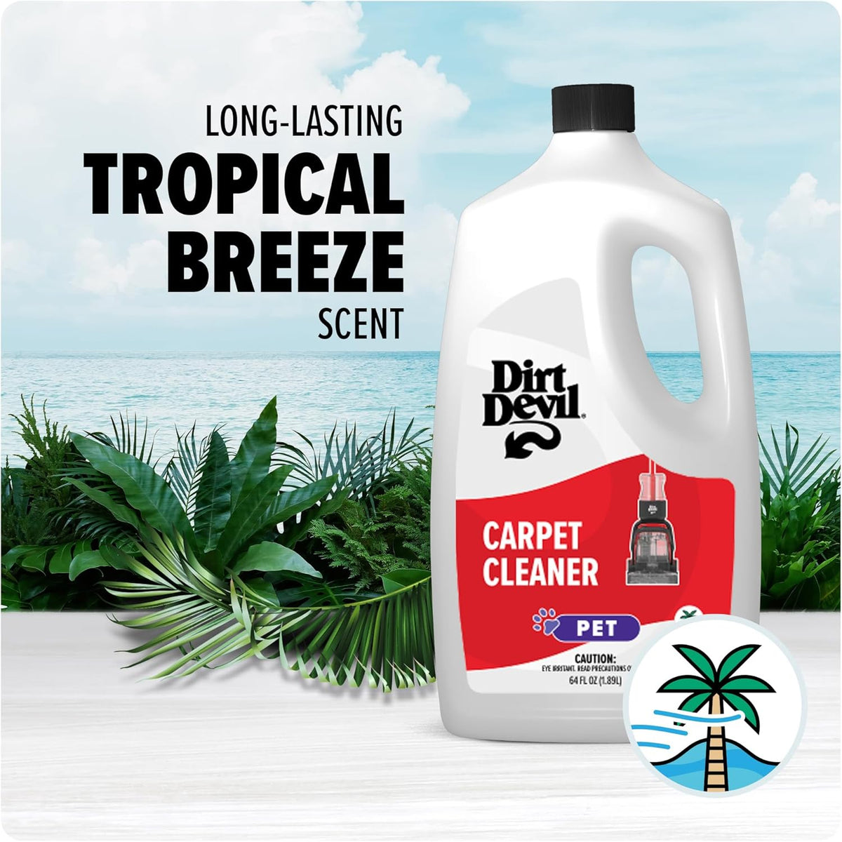 Dirt Devil Pet Carpet Cleaner Solution, 64 oz., Tropical Breeze Scent, Carpet Shampoo Solution