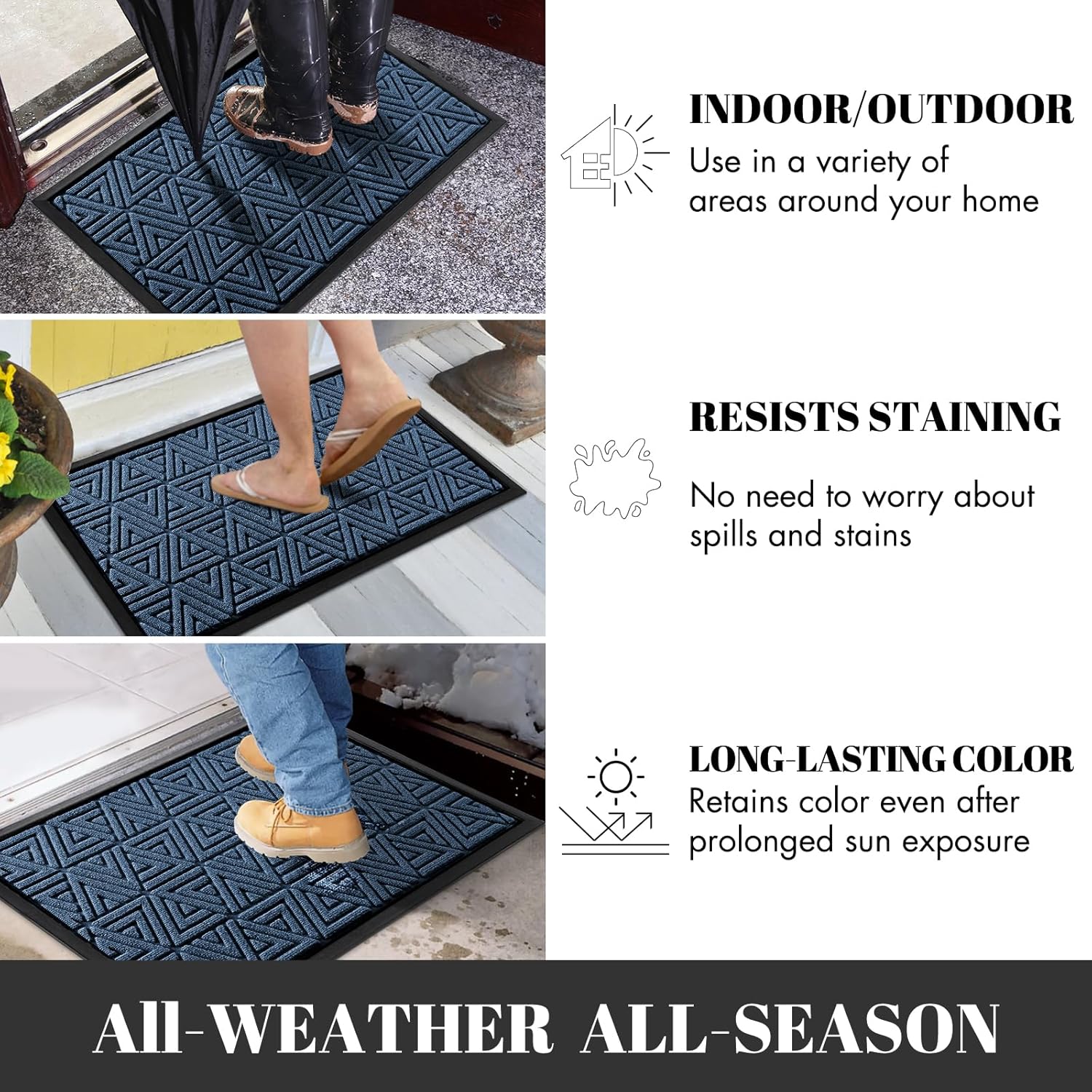 Yimobra Large Door Mat 36x24, All-Weather Waterproof Non-Slip Welcome Matt Outdoor, Heavy Duty Non