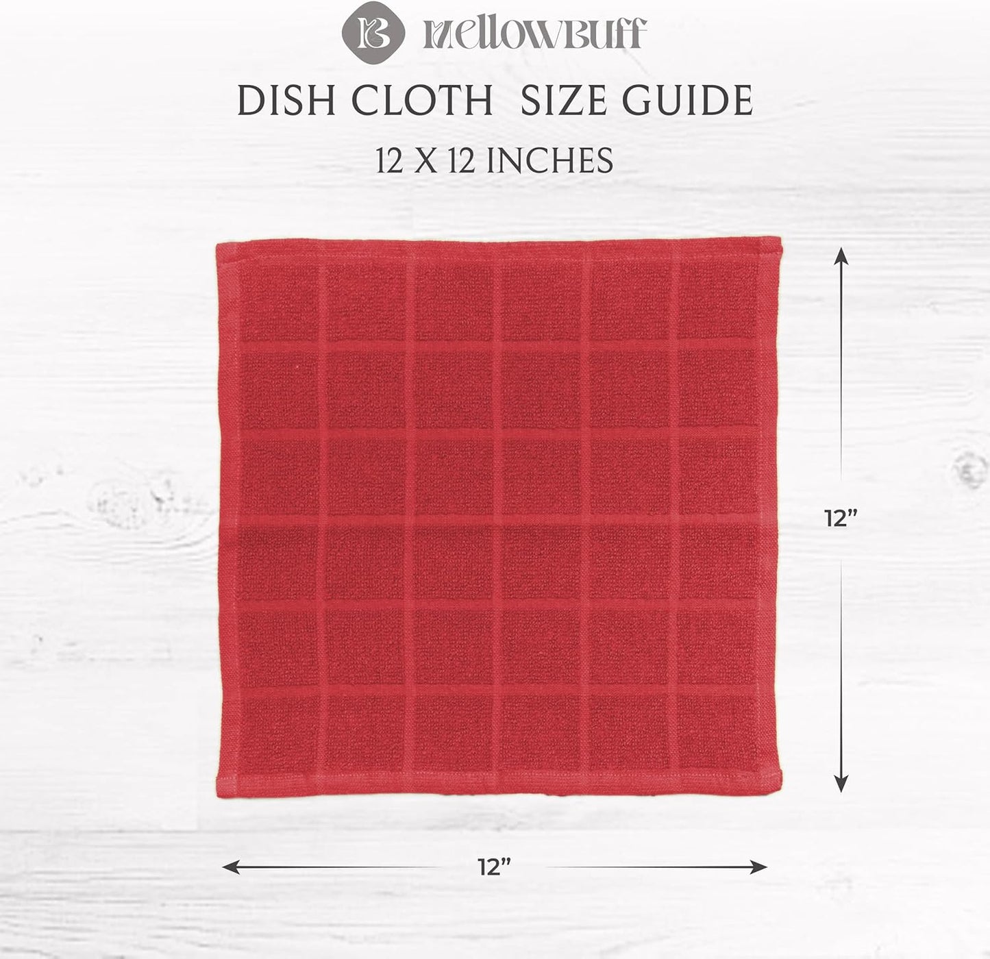 100% Cotton Dish Cloths for Dish Washing, Terry Dish Cloth, Cotton Dish Rags, 6 Pack, Super Soft