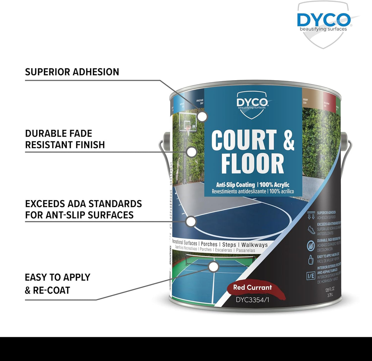 DYCO Court & Floor Anti-Slip Coating - Slip-Resistant Pavement, Cement & Concrete Paint for