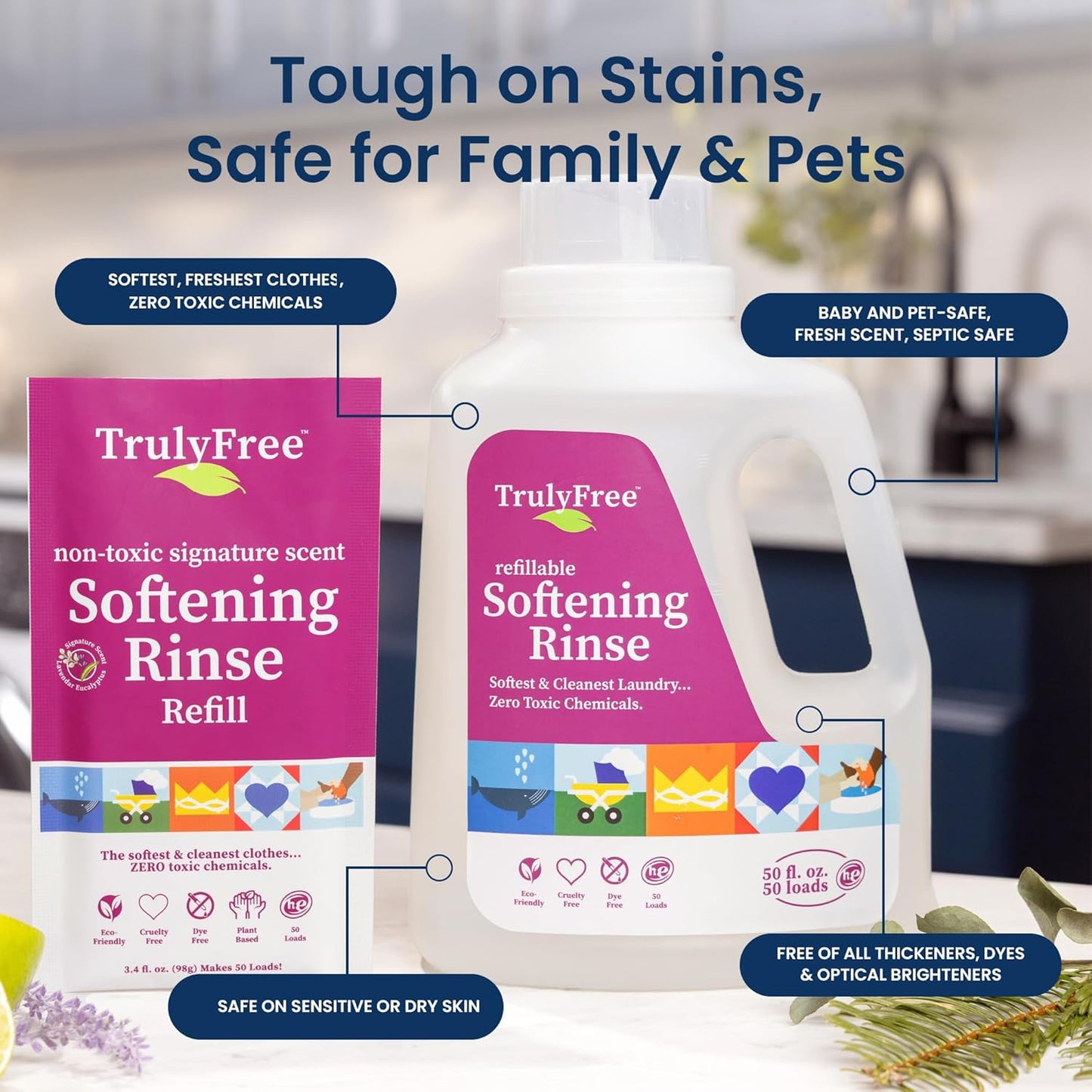 Truly Free Natural Fabric Softener for Sensitive Skin, Baby, Kids | Clean Easy Powder to Liquid